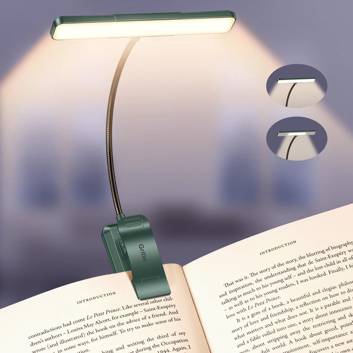 Gritin 2026 Gen 2 Book Light for Reading-32 Eye Caring Full Spectrum LED