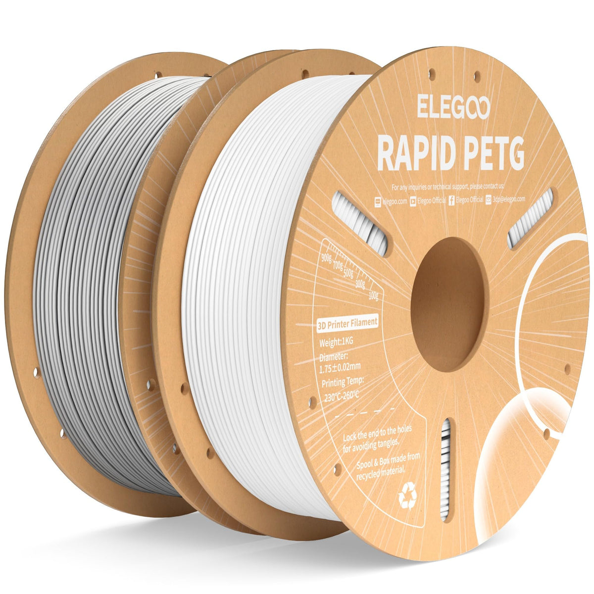 ELEGOO Rapid PETG 3D Printer Filament 1.75mm Black 1KG
