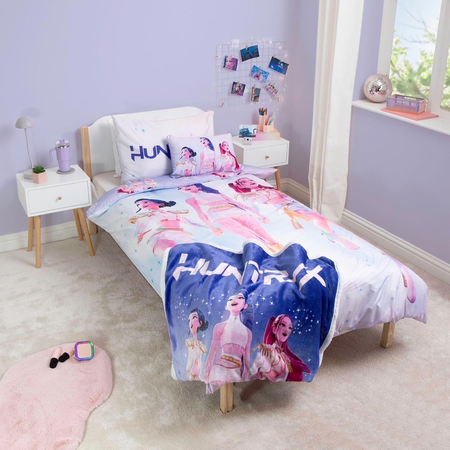 K Pop Demon Hunters Officially Licensed Single Duvet Cover Set | Soundtrack Design Reversible 2 Sided Bedding Including Matching Pillow Case | Perfect For Kids Bedroom | Polyester