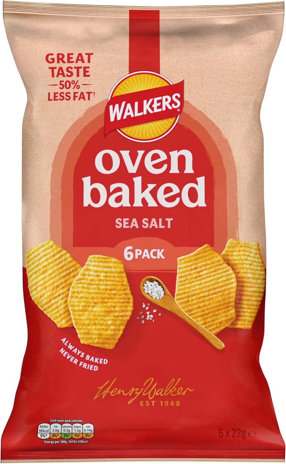Walkers Baked Snacks Sea Salt 6 x 22g