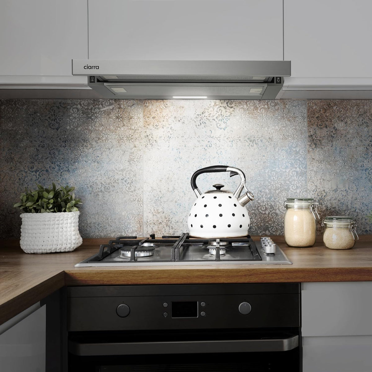 CIARRA Telescopic Cooker Hood 60cm 391m³/h LED Light 2-Speed A++ CBCS6906D