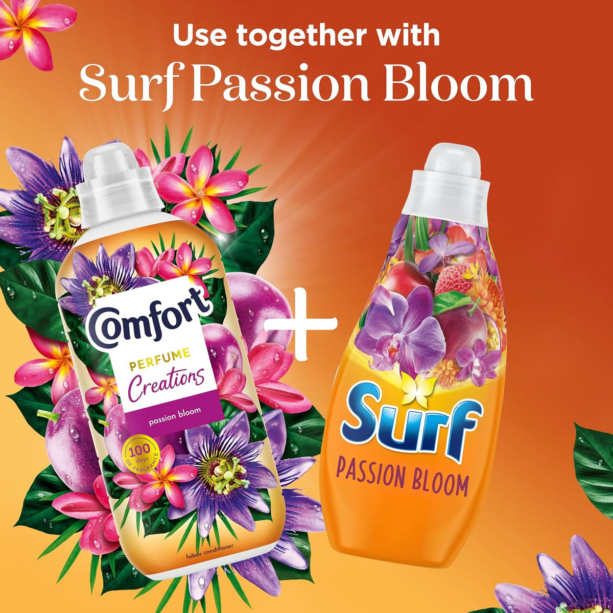 Comfort Perfume Creations Passion Bloom Fabric Conditioner with Motion-Activated Fragrance Technology 100 Days of Freshness 45 washes (1.35 L)