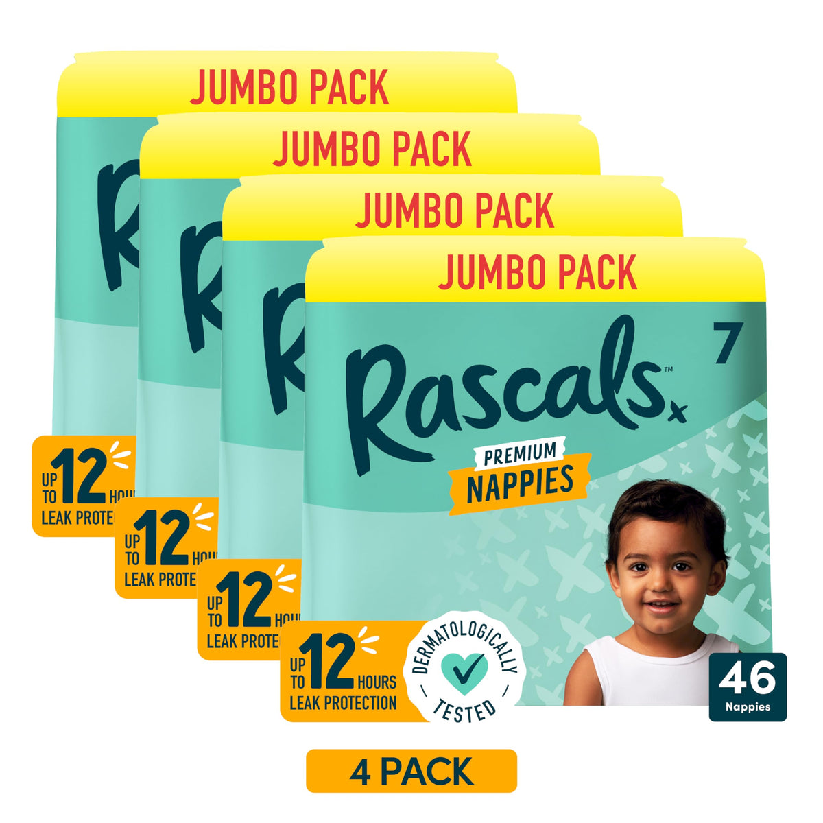 Rascals Premium Nappies Size 3, 296 Count, Feather-Soft