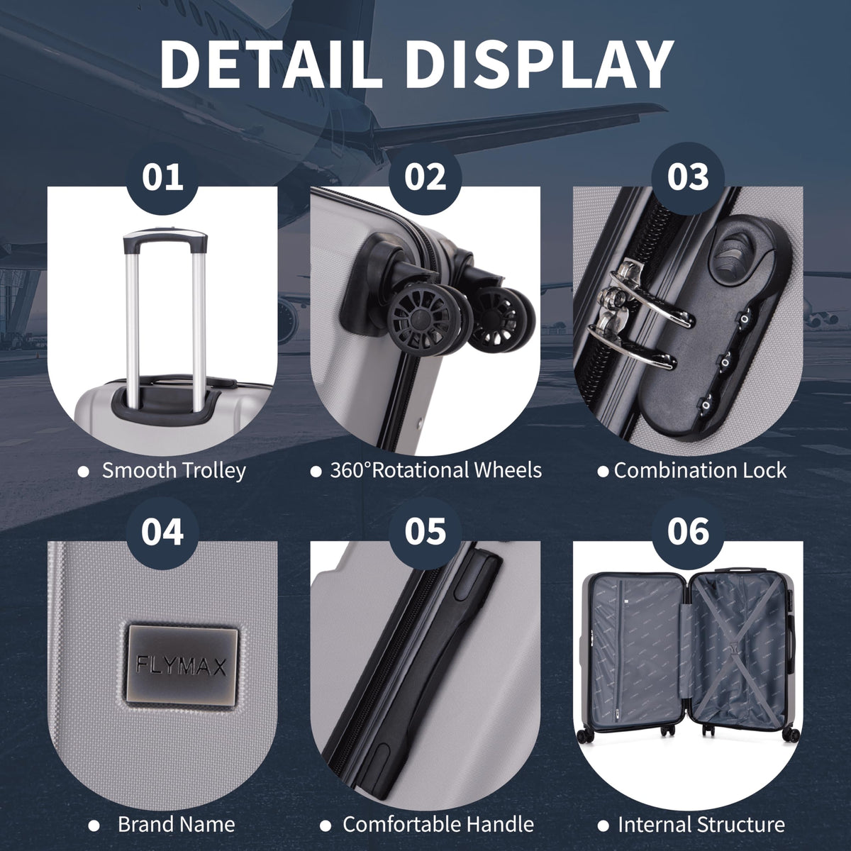 FLYMAX 29" Large Suitcase 4 Wheel Lightweight Luggage Hard Shell Travel Case Hold Check in Fits 23kg - 27kg + 3 Digit Lock Suitcase Large + Telescopic Handle 103 Litre Capacity