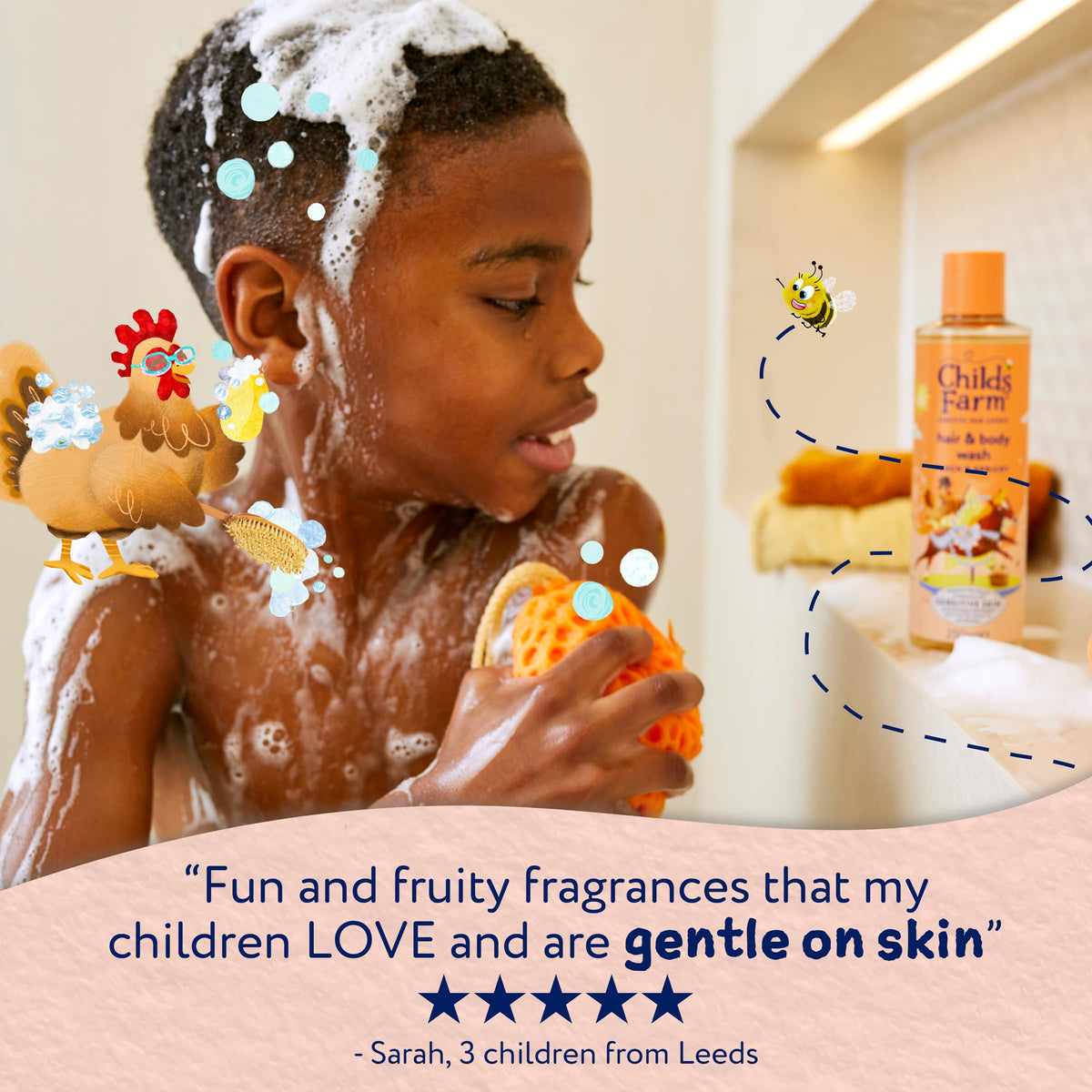 Childs Farm Kids Hair & Body Wash, Sweet Orange | Tear-free, Gently Cleanses | Suitable for Dry, Sensitive Skin, 250ml