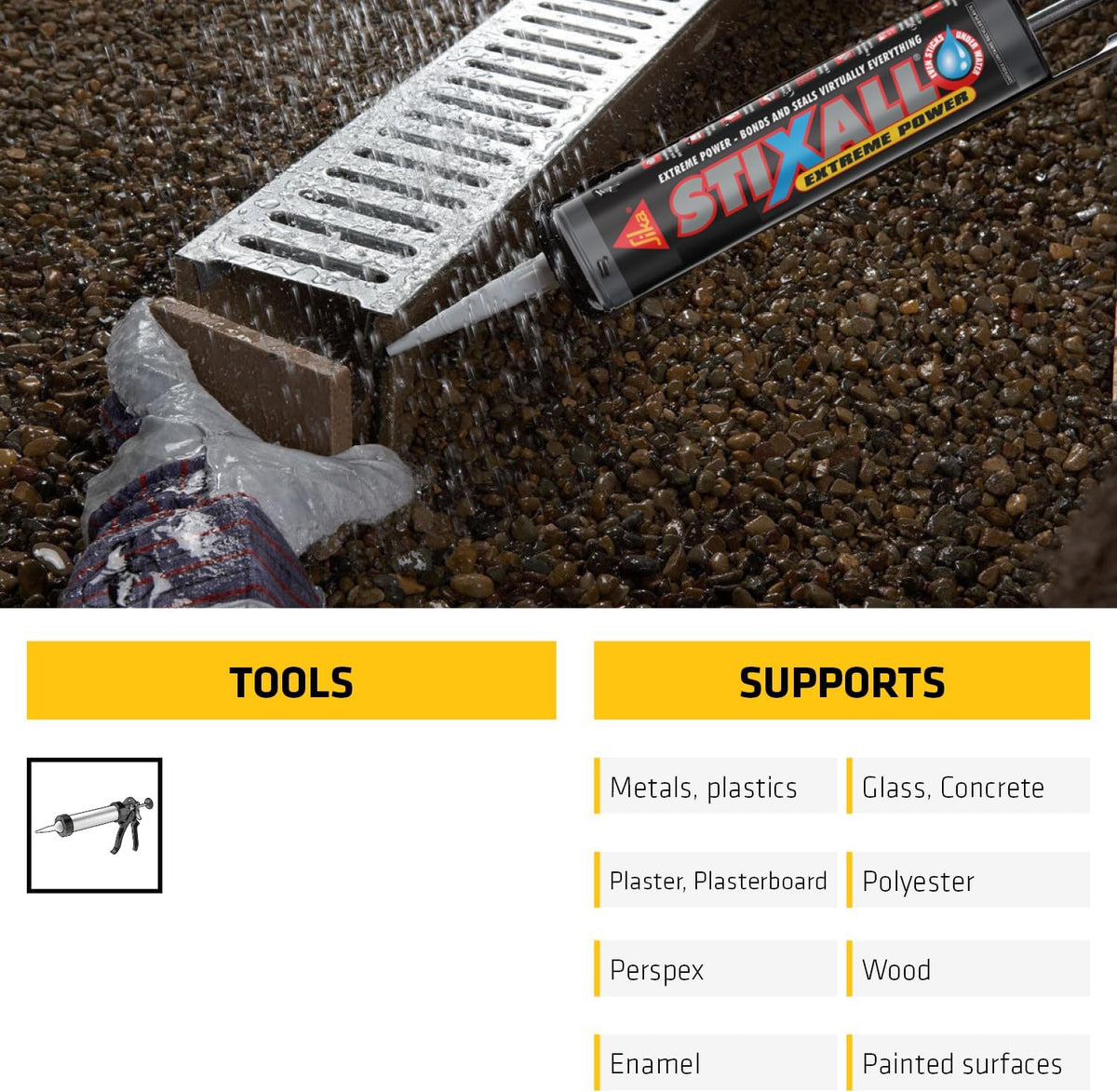 Sika Stixall Extreme Power Sealant And Adhesive, Black, 290ml
