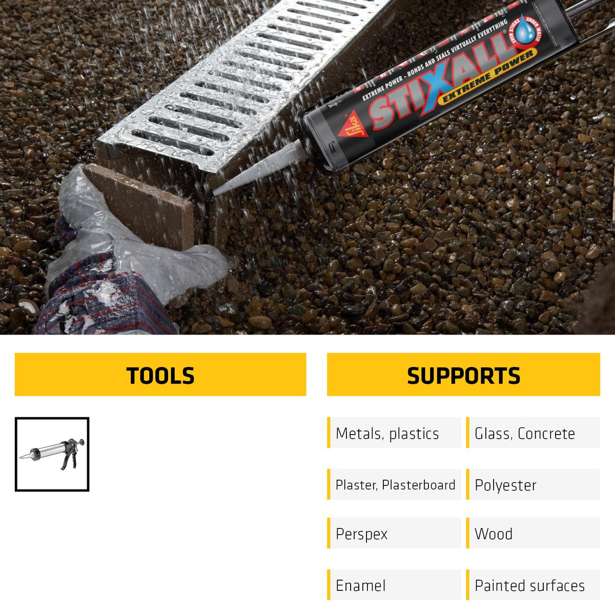 Sika Stixall Extreme Power Sealant And Adhesive, Black, 290ml