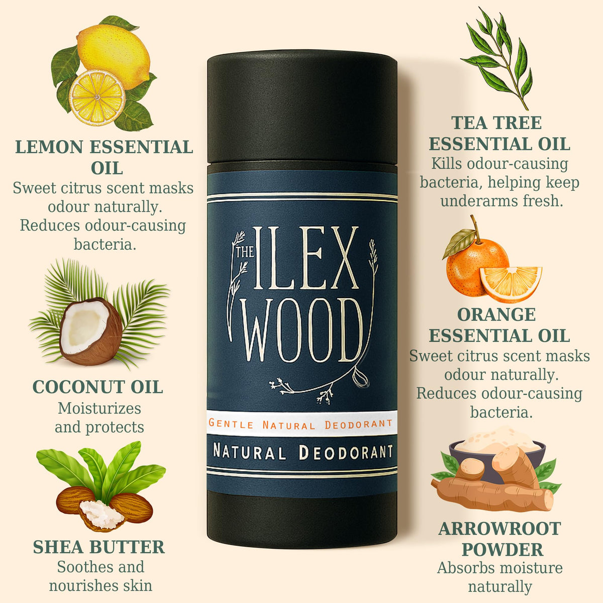 The Ilex Wood Natural Deodorant Stick - Ylang Ylang & Cedarwood - 70ml