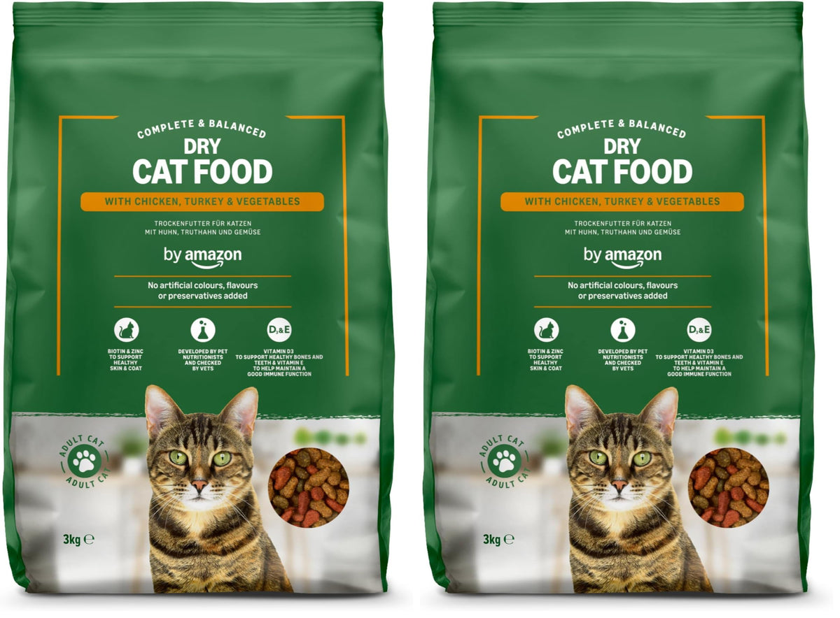 by Amazon - Complete Dry Cat Food with Salmon, Tuna and Vegetables, 2 pack of 3kg