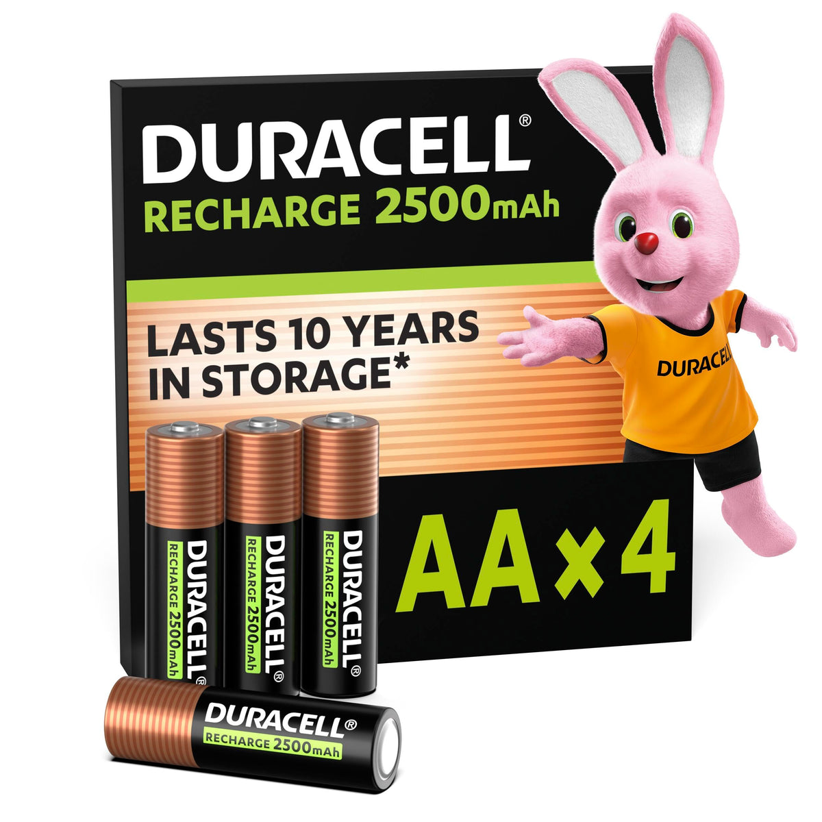 Duracell Rechargeable AAA Batteries (Pack of 4), 900 mAh NiMH, pre-Charged, Our No. 1 Longest Lasting Rechargable Battery with a 0% Plastic 100% Recyclable Packaging