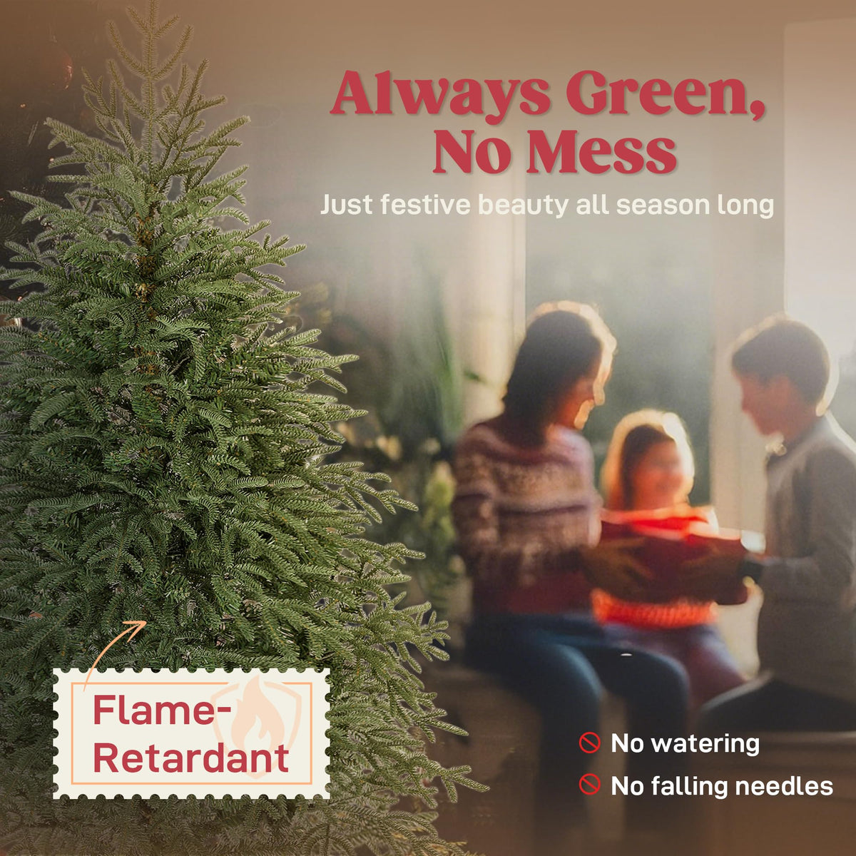 HOMCOM 6 ft Artificial Christmas Tree, 1814 Realistic Dense Branches, Green