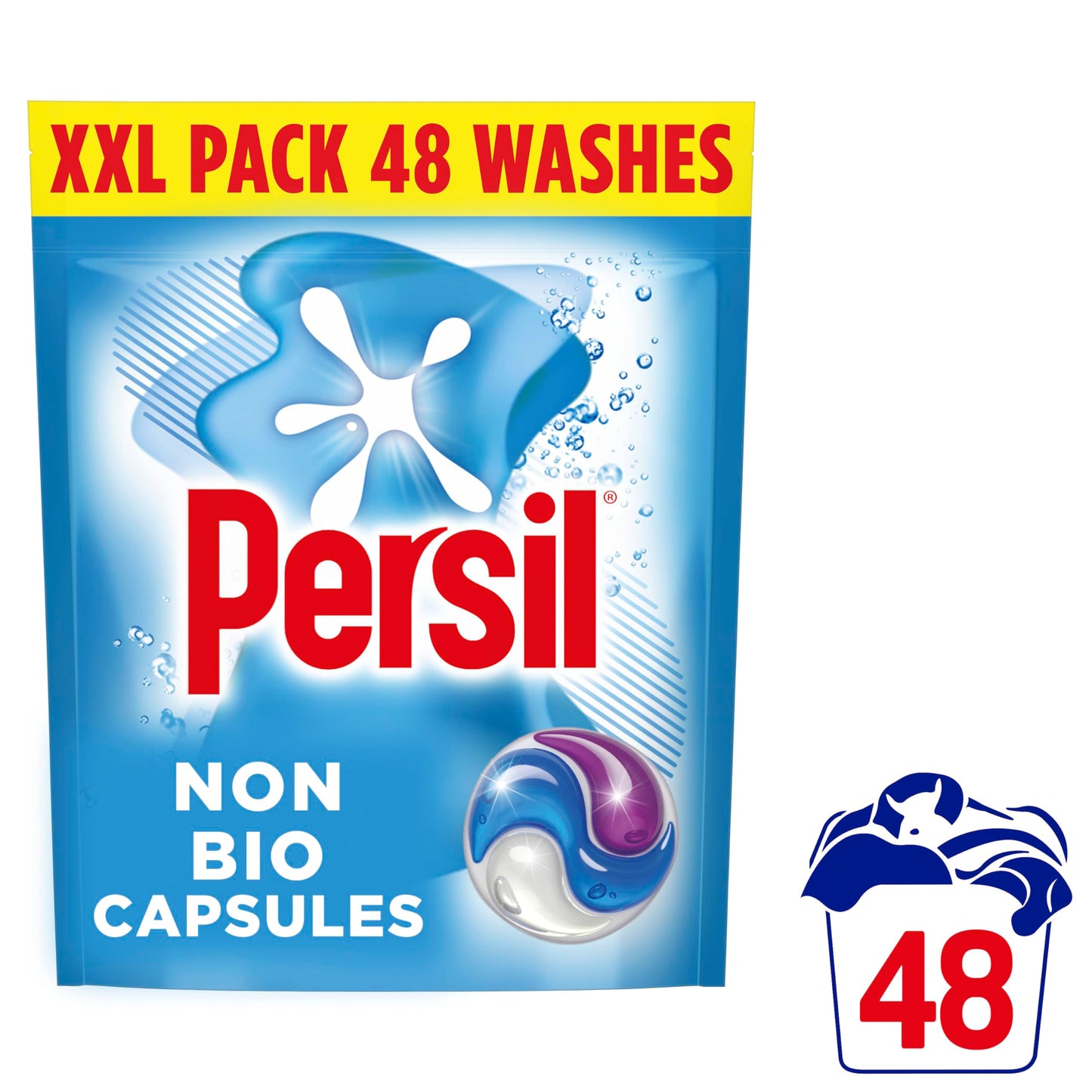 Persil Bio 3 in 1 Washing Capsules 1st time removal of tough stains outstanding stain removal in quick & cold washes 48 washes