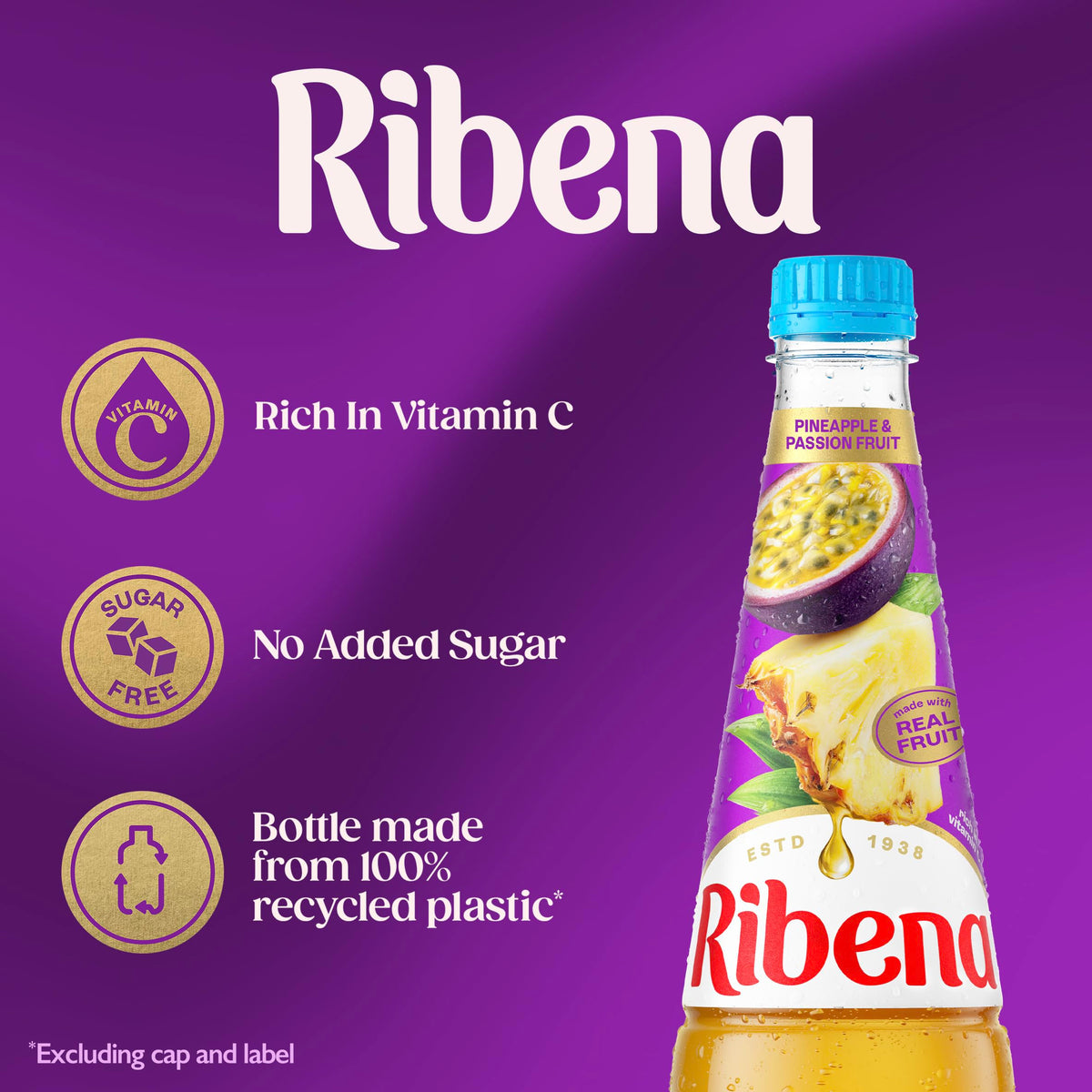 Ribena Blackcurrant Squash 1.5L – Real British Blackcurrants | Rich in Vitamin C | No Artificial Colours or Flavours | 100% Recycled Plastic Bottle
