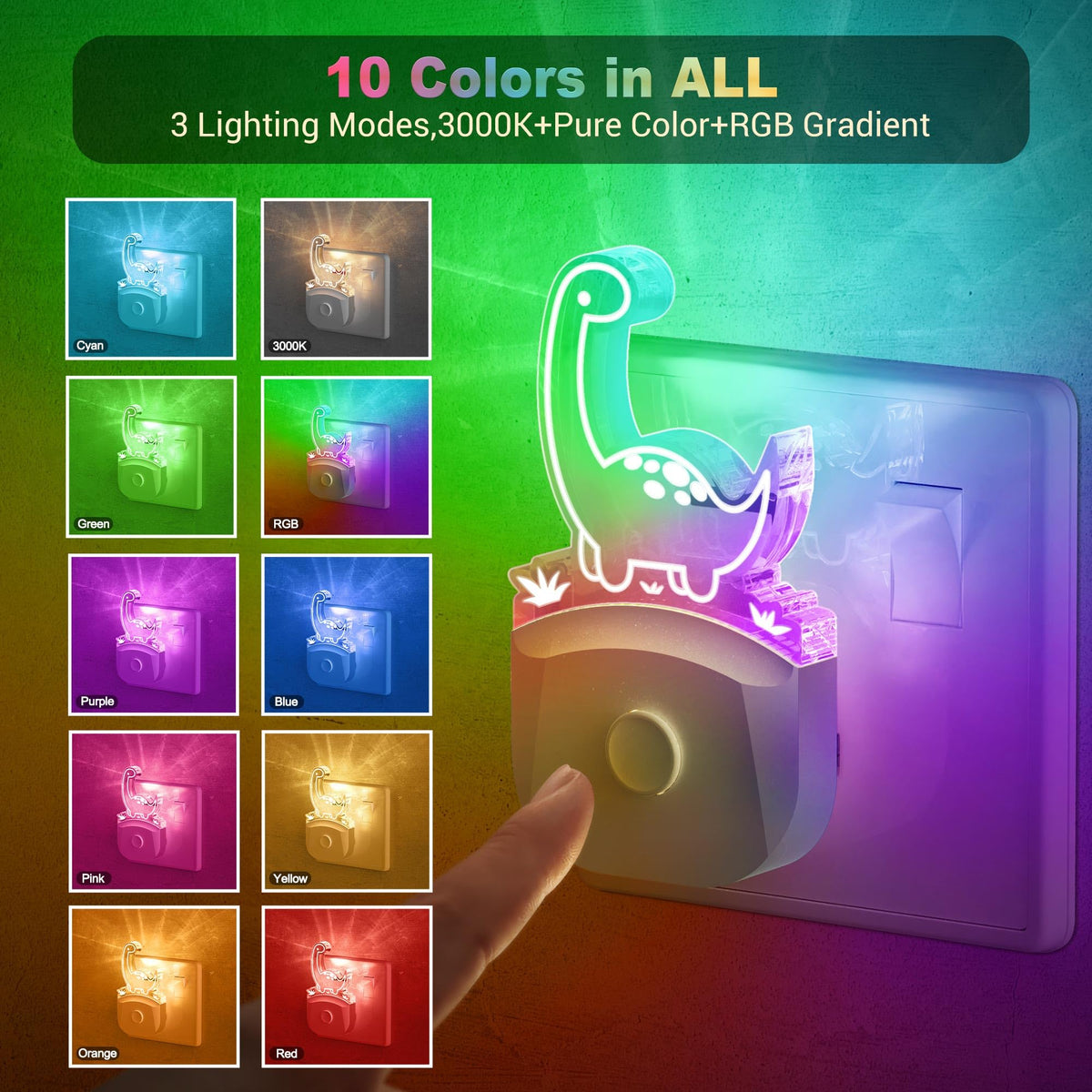Emeritpro Night Light Plug in Wall with Dusk to Dawn Sensor, Warm White+RGB