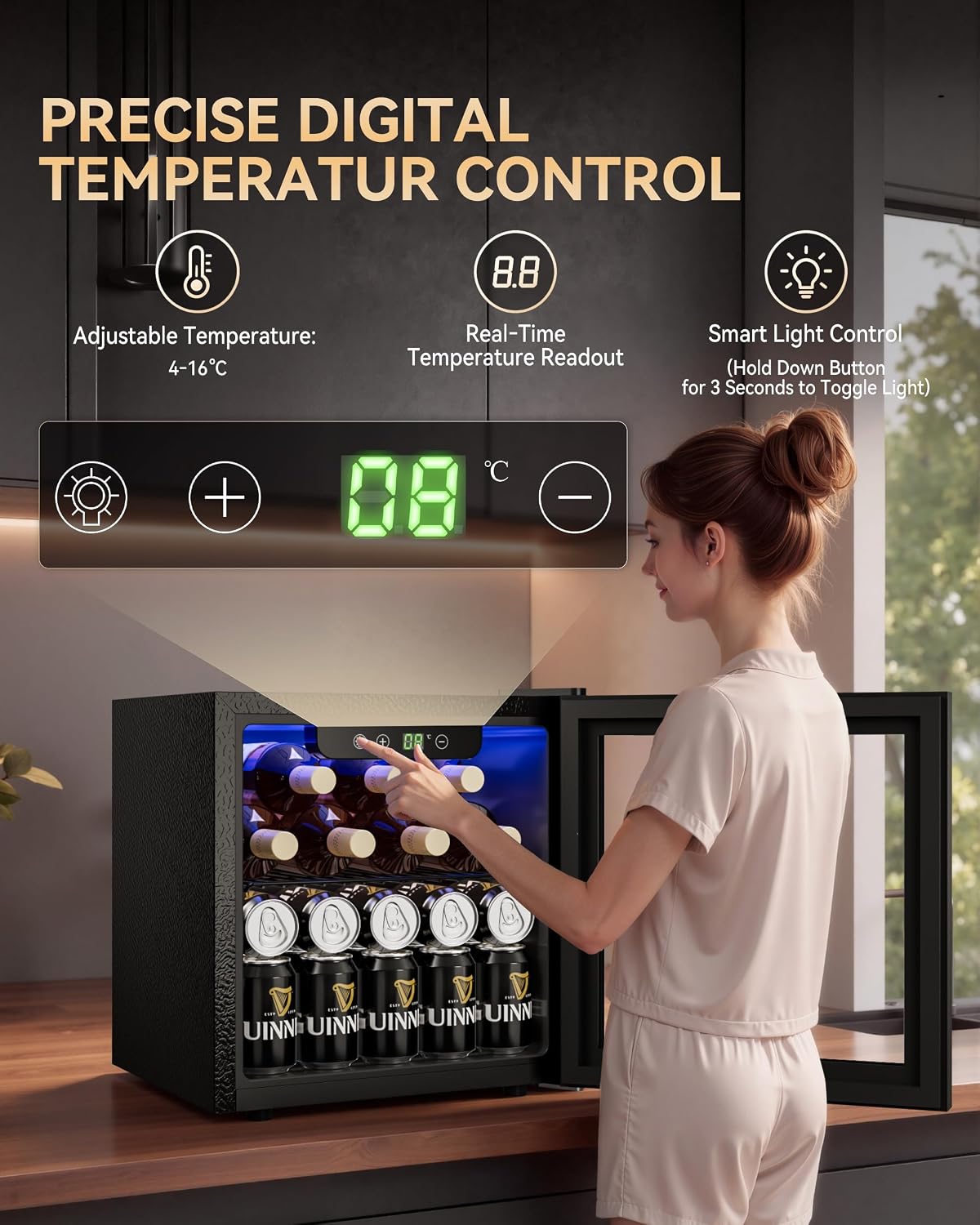 TRIUMPHKEY 4-16°C Compact Mini Fridge Cooler for Drinks Beverages Cans