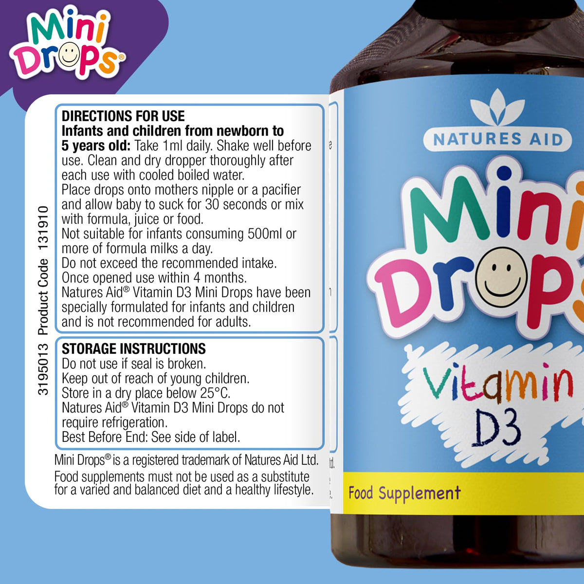 Natures Aid Mini Drops Multi-Vitamin for Babies, Kids & Children 50ml