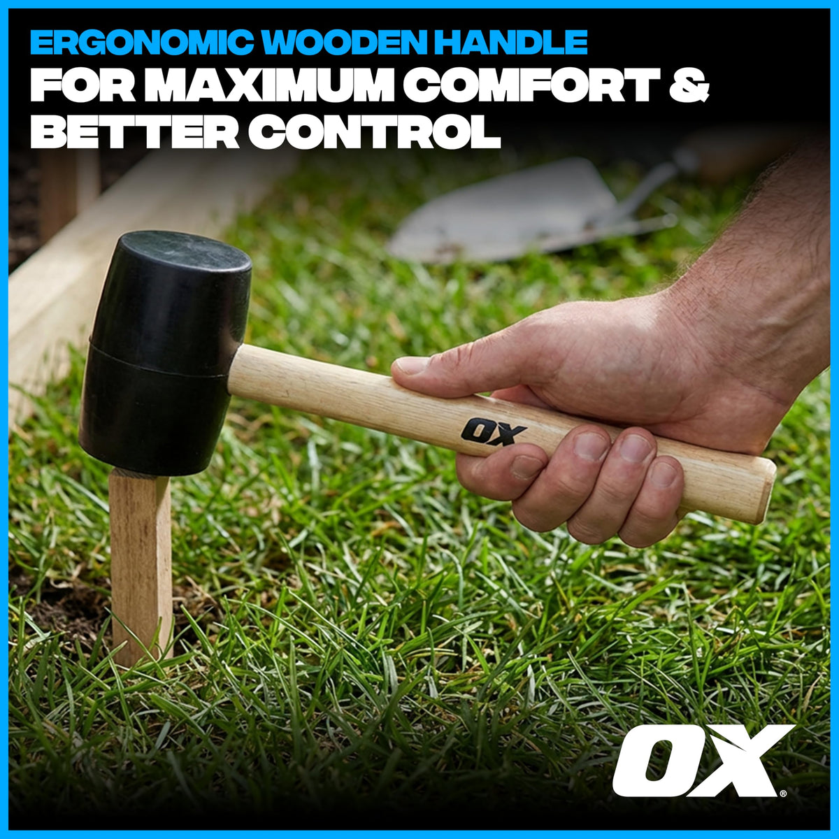 OX Trade Black Rubber Mallet 16oz / 450g, Non-Marking Hammer, Wooden Handle