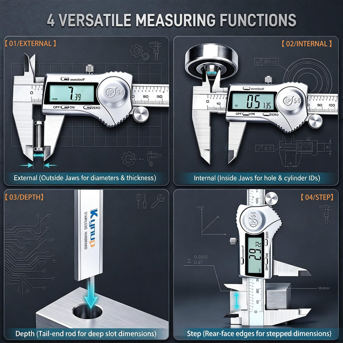 Kynup Digital Caliper 150mm, 6 inch Digital Vernier Caliper with LCD Screen