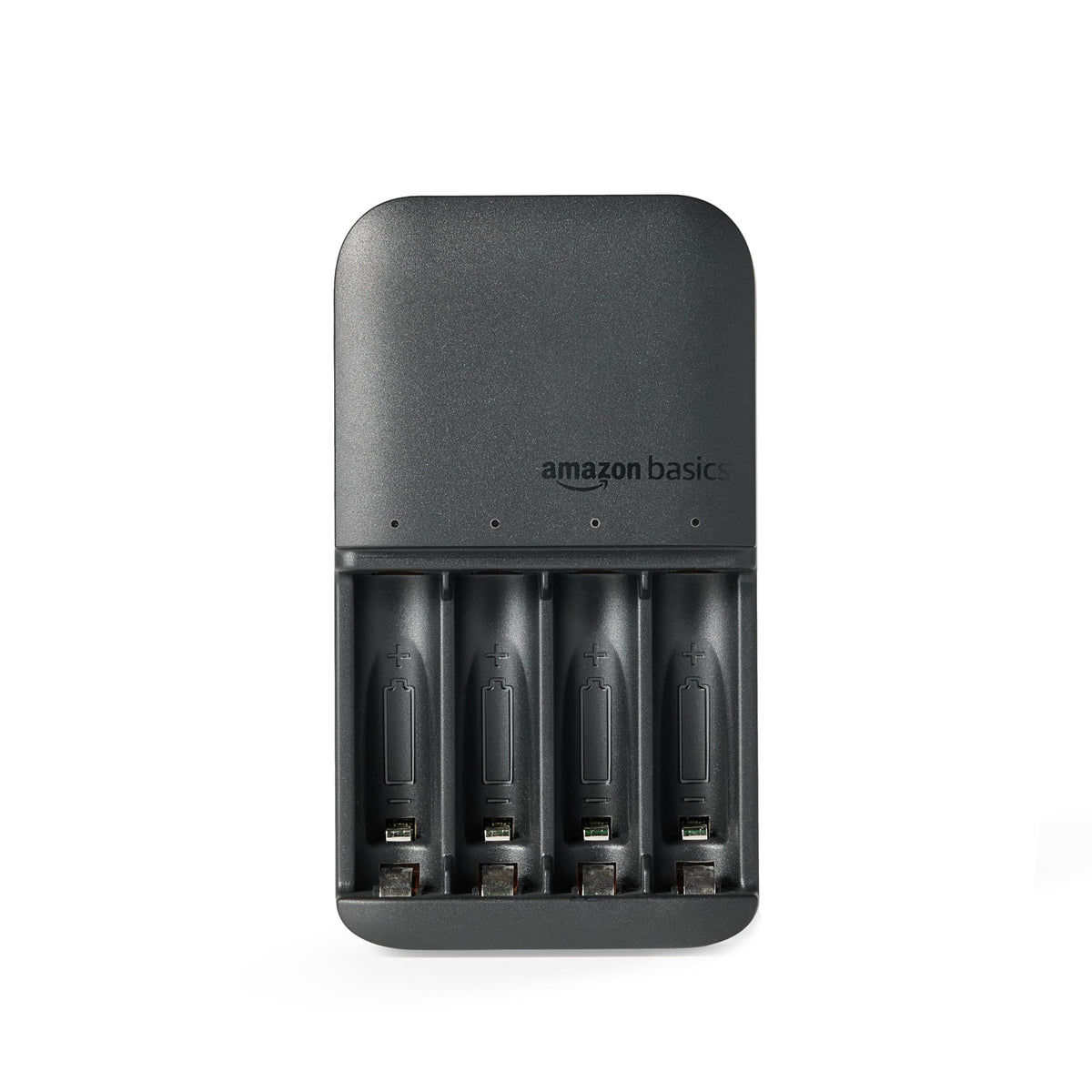 Amazon Basics 4 Slot Ni-MH AA & AAA Battery Charger With Indicator LEDs, With USB Port, Black