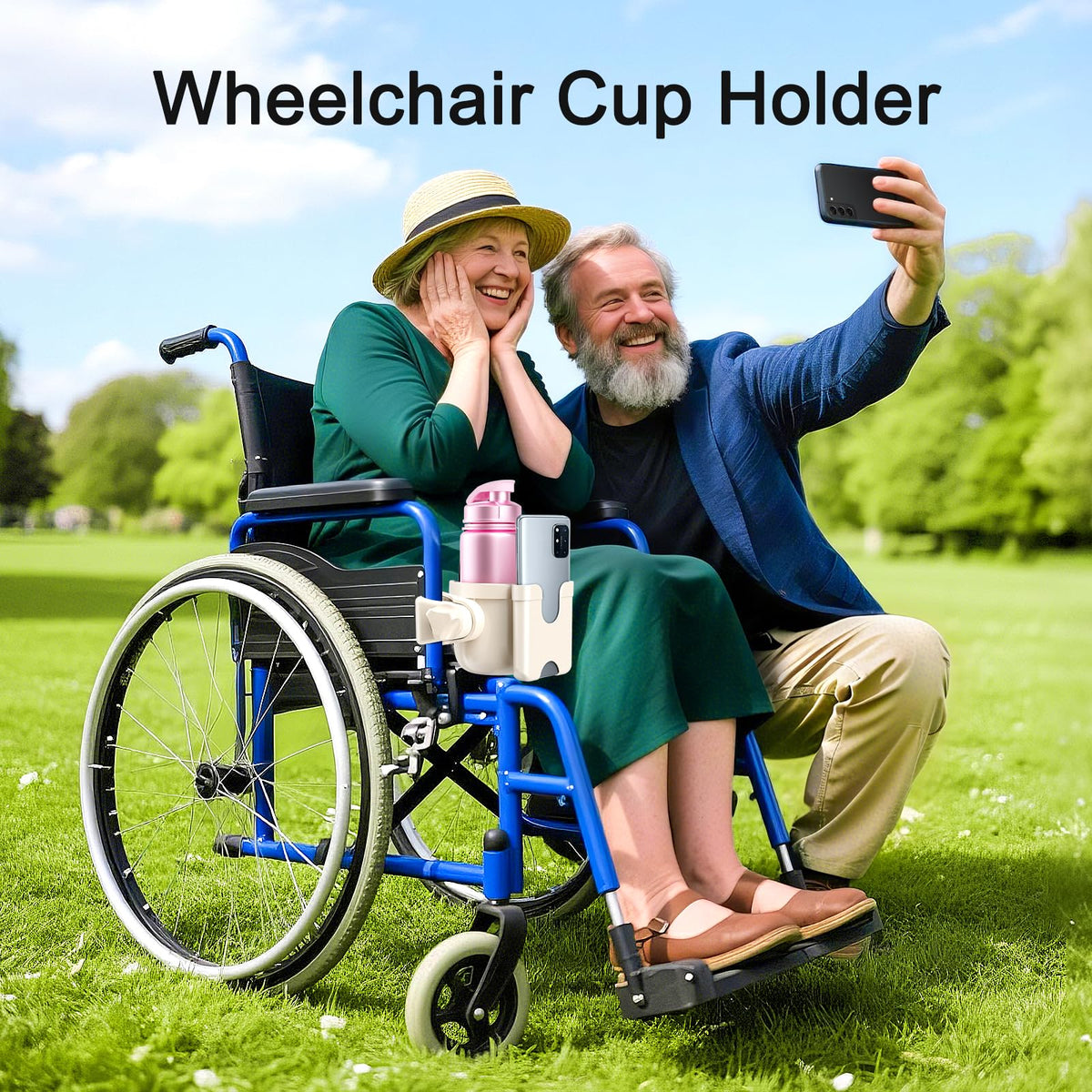 2-Pack Pram Cup Holder with Phone Holder, Universal Pram Buggy Accessories