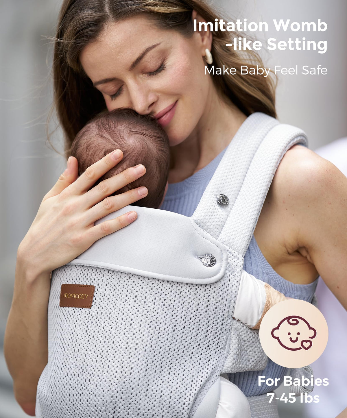 Momcozy Baby Carrier for 3-24M/3.2-20kg, Waist 64-127cm, Cotton Khaki