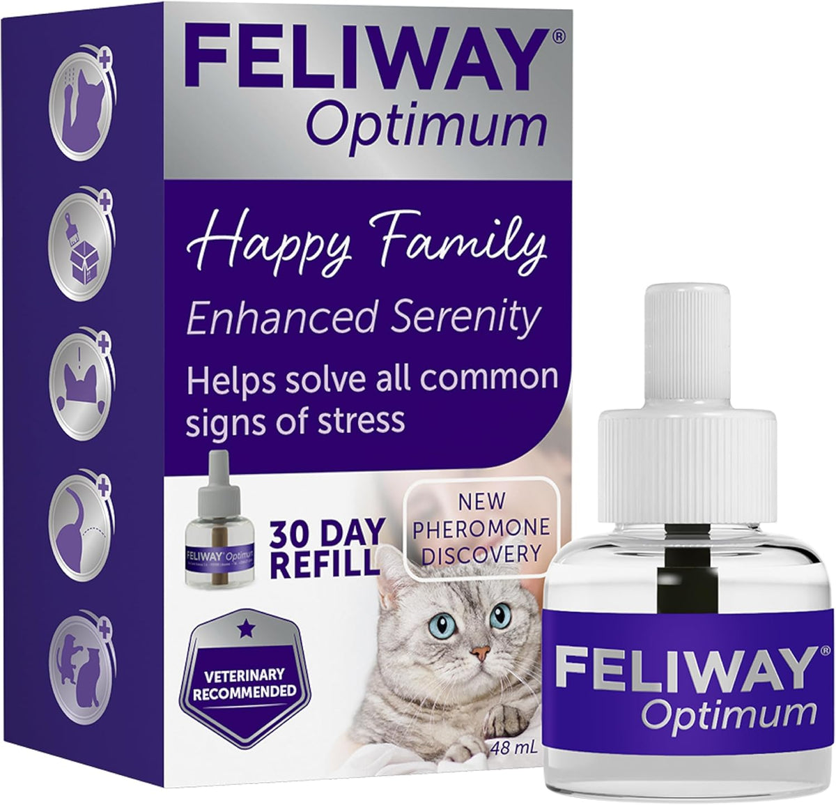 Feliway Optimum Cat Calming Pheromone Plug-In Diffuser Refill, 1 Refill