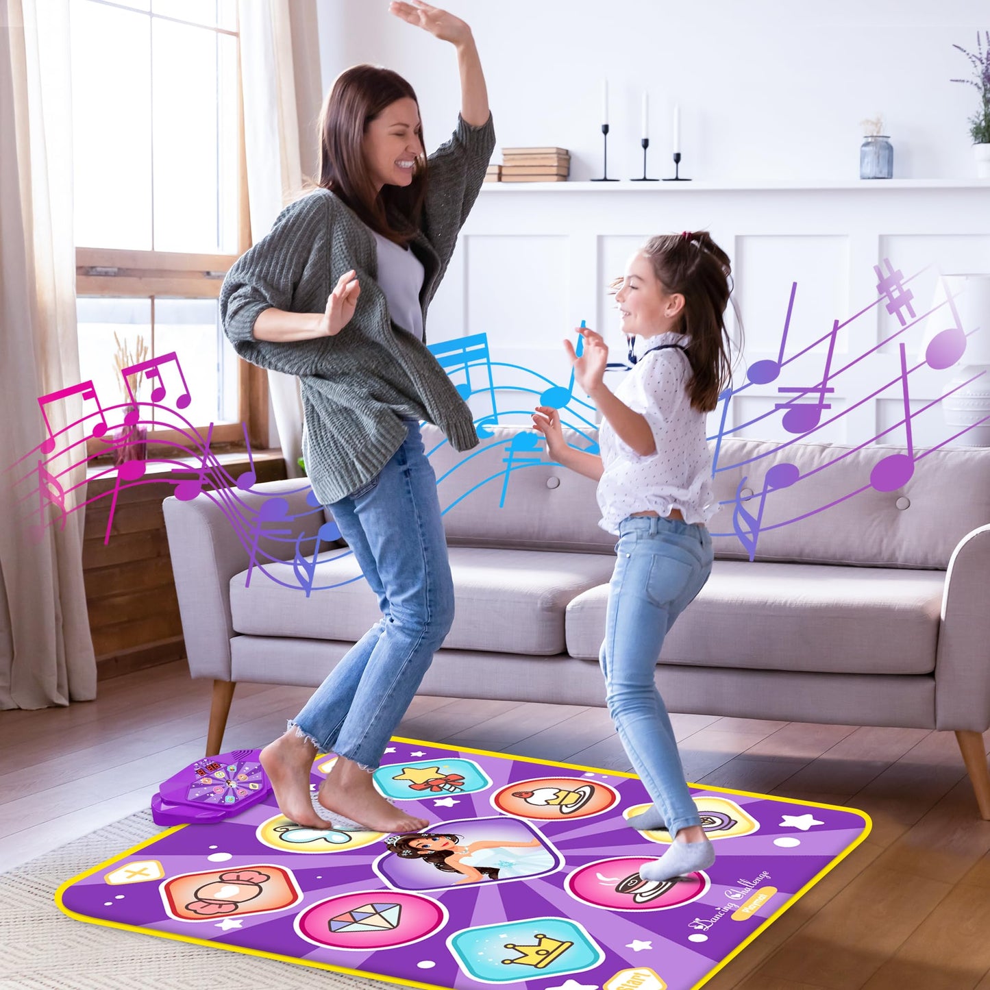 FHNSEL Dance Mat for Girls,Light Up Dance Pad,Kids Musical Dance Play Mat with Light Up 9 Pattern,Built-in Music, 5 Game Modes,Toys Gifts for 3 4 5 6 7 8 9 10 11 12 Year Old Girls Boys and Adult