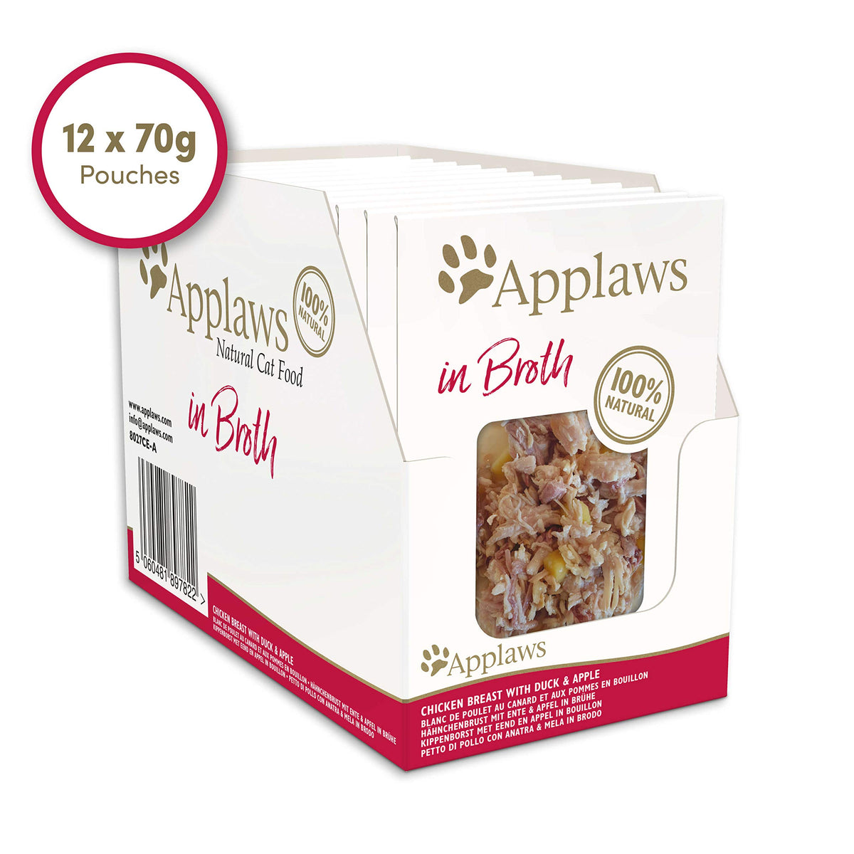 Applaws Natural Wet Cat Food, Multipack Fish Selection in Broth 70 g Tin (Pack of 12)