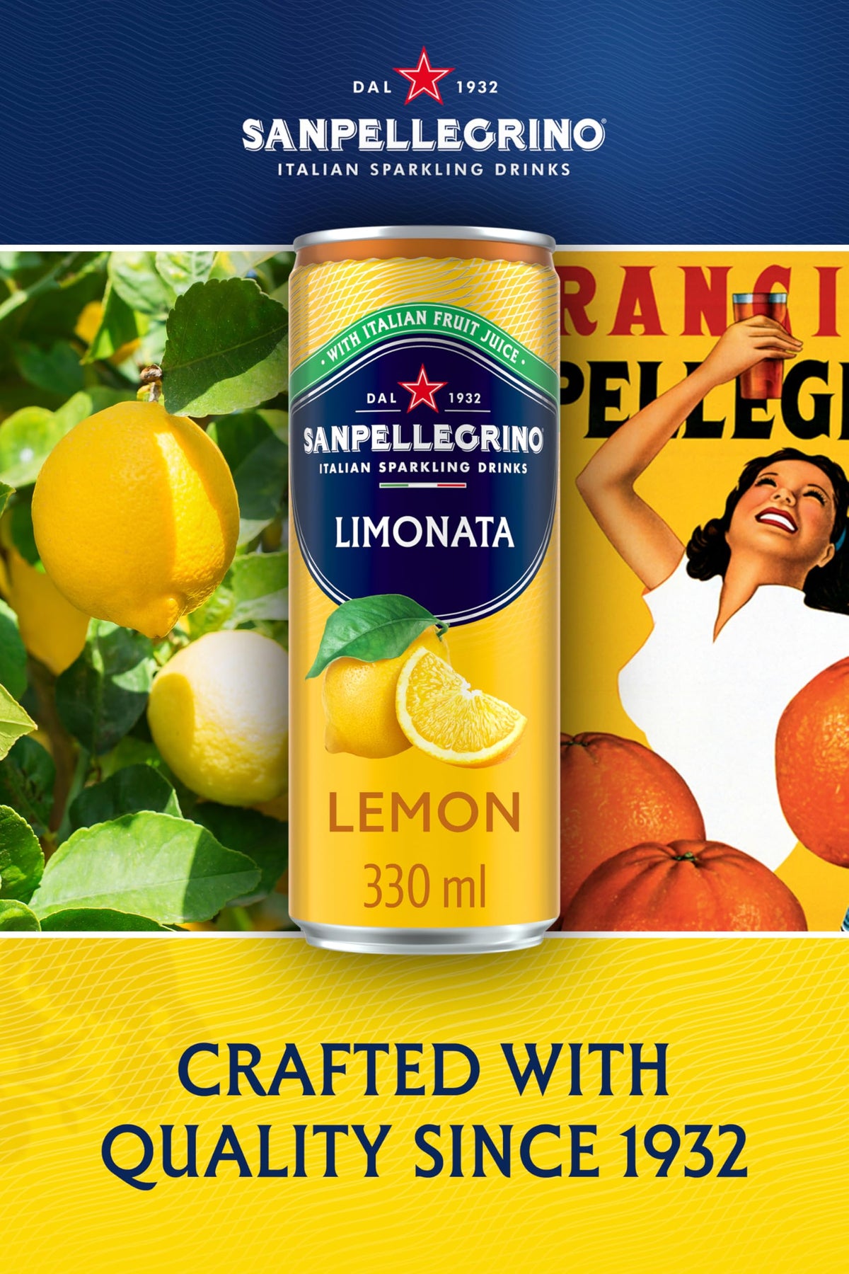 San Pellegrino Italian Sparkling Drinks Tastefully Light Sparkling Orange Canned Soft Drink 12 x 330ml | 64k Cals per Can (Pack of 2)