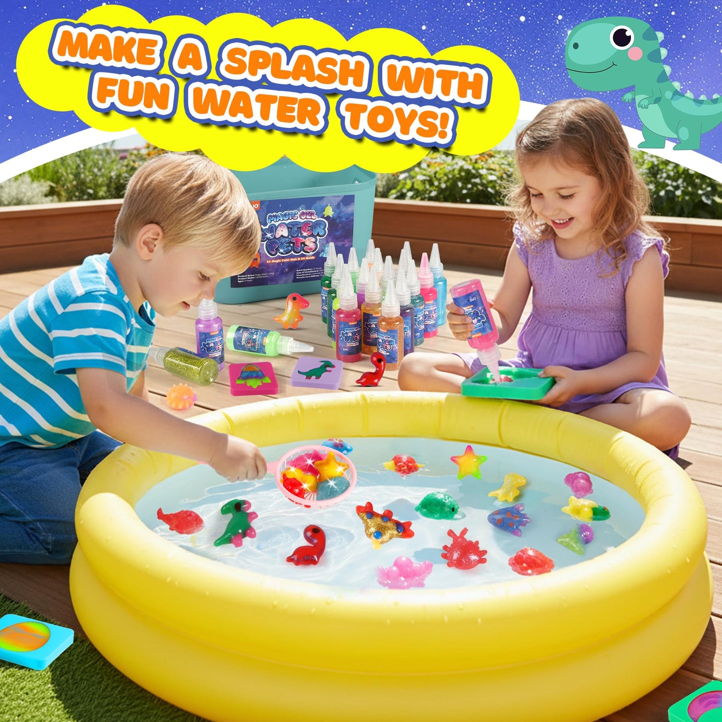 URMYWO Magic Water Elf Toy Kit, DIY 3D Magic Gel Pet Toy Set, 12 Gels & 10 Molds,Easter Gifts Craft & Art Kits for Kids 4 5 6 7 8 9 10 Years Old Mermaid Theme