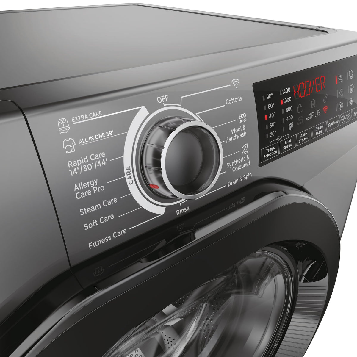 Hoover H-WASH 350 9kg Freestanding Washing Machine, 1400 RPM, A Rated, ECO-Power Inverter Motor, hOn App, 60 Programmes, Eco Doser, Power Care System, White, 60x53x85 cm - H3WPS496TAMB6-80