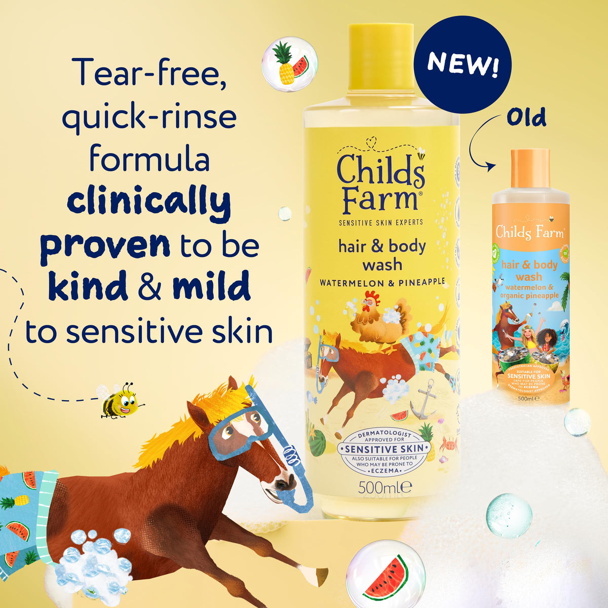 Childs Farm Kids Hair & Body Wash, Sweet Orange | Tear-free, Gently Cleanses | Suitable for Dry, Sensitive Skin, 500ml