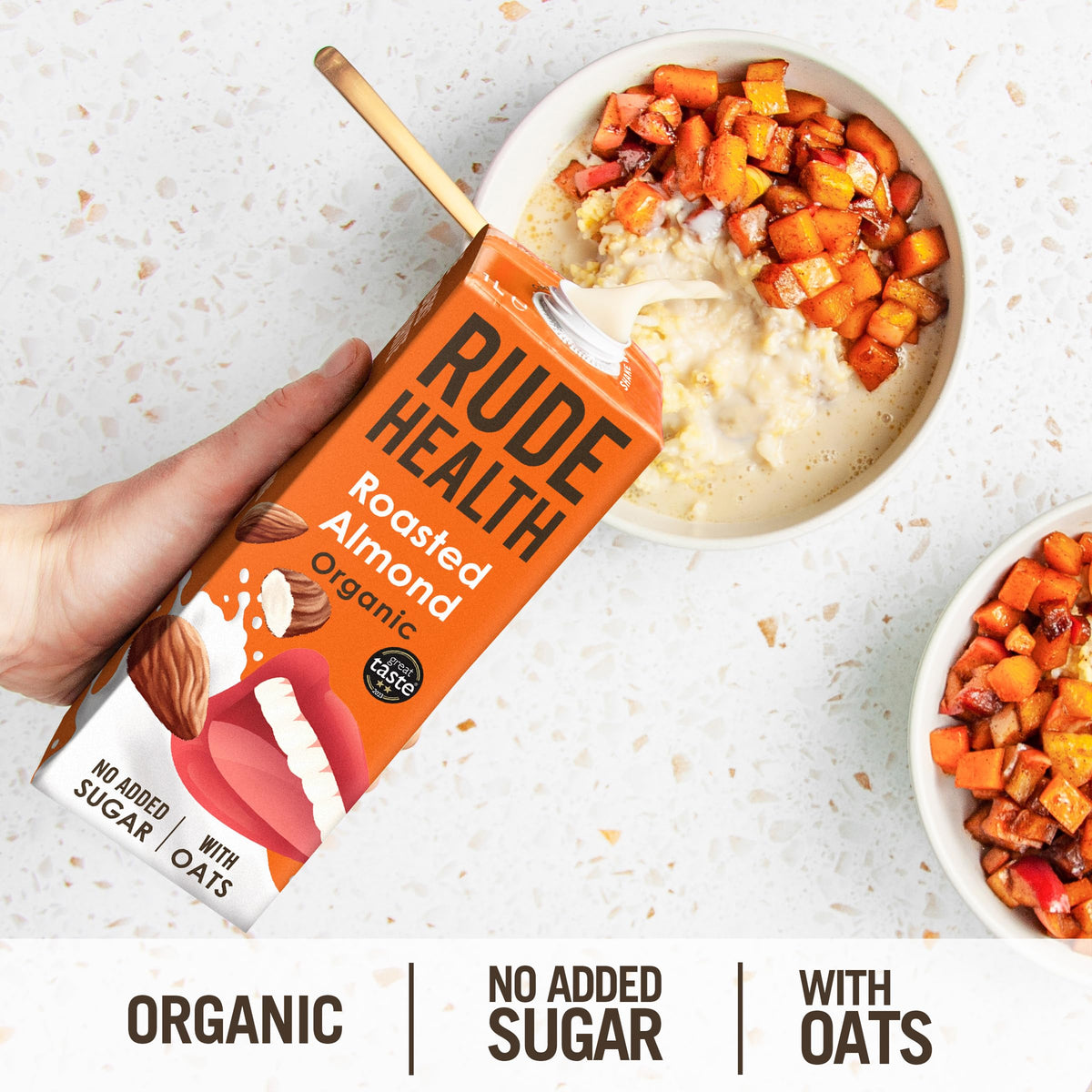 Rude Health 6 x 1 Litre Organic Oat Dairy-Alt Milk, 100% Natural Organic Drink, Lactose Free, Dairy Free & Gluten-Free, No Added Sugar, Award-Winning, Healthy & Vegan, 100% Recyclable Packaging