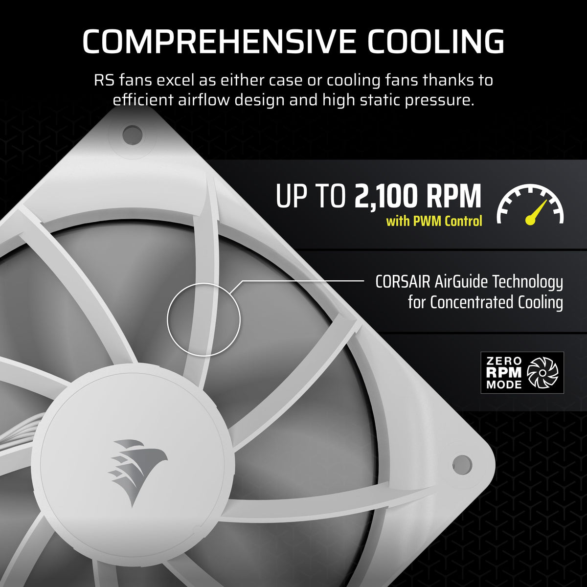 CORSAIR RS120 ARGB 120mm PWM Fans – Daisy-Chain Connection – Low-Noise – Magnetic Dome Bearing – Triple Pack – White
