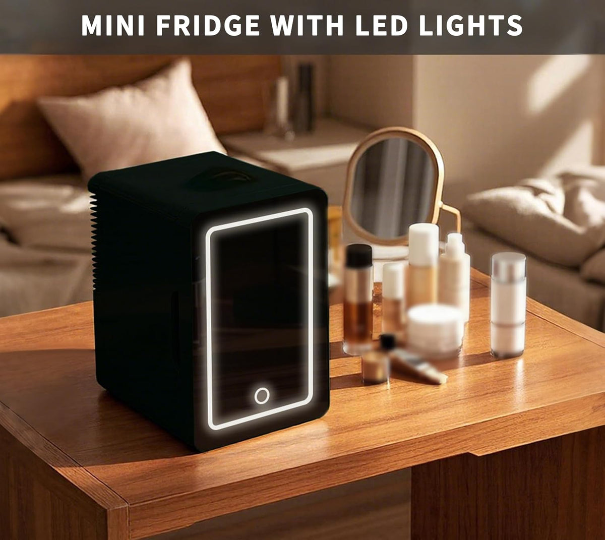 Mini Fridge 6 Litre,Cooler & Warmer,Small Fridge for Bedrooms, Car, Drinks, Beauty, Skincare, Travel Black