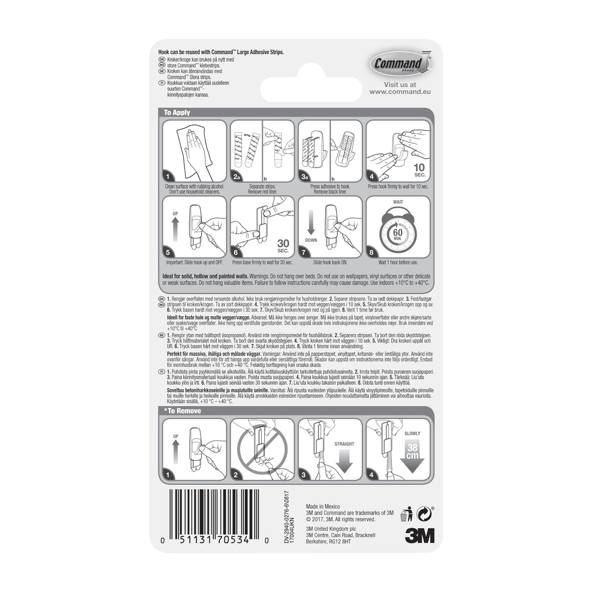 Command Broom Grippers, White, 2 Hooks and 6 Adhesive Strips