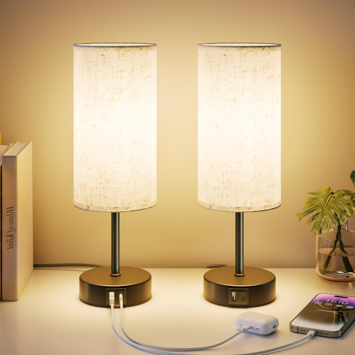 Bedside Lamp, Touch Table Lamp for Bedroom, Living Room & Office