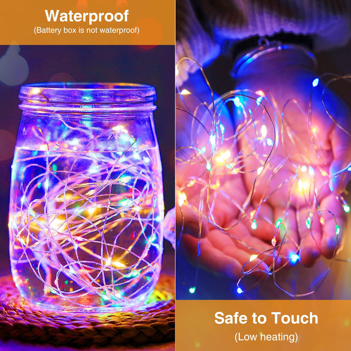 litogo Halloween Orange Fairy Lights Battery Operated with Timer, 3M 30 LED