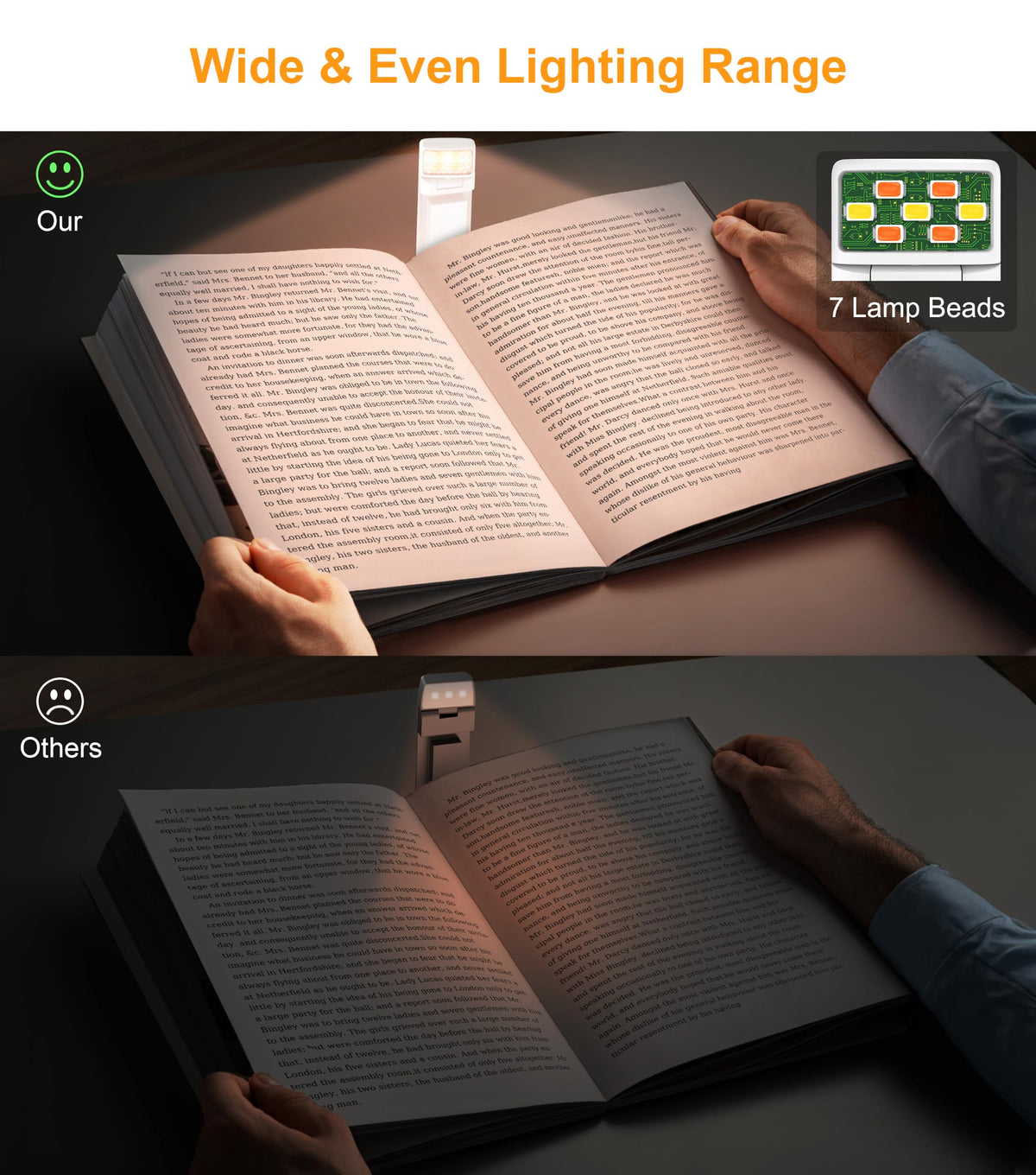 Gritin Book Light Rechargeable, Reading Light Lamp Clip on Book for Reading