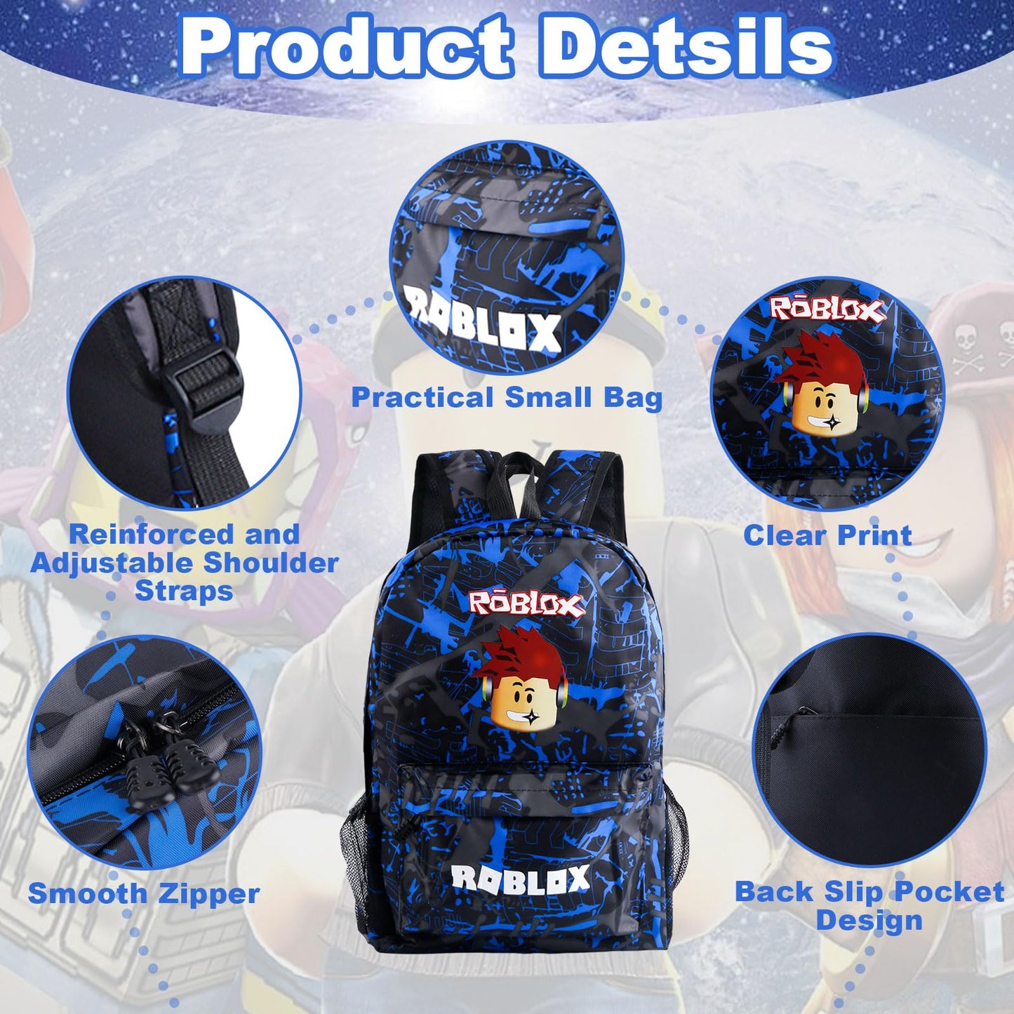 yumcute De-mn Backpack Kids, Teen Game School Bags, Children Primary Schoolbag, Children's School Backpack, 17 Inch Large Capacity Travel Rucksack Waterproof Boys Girls Book Bags for Aged 3-12 Years