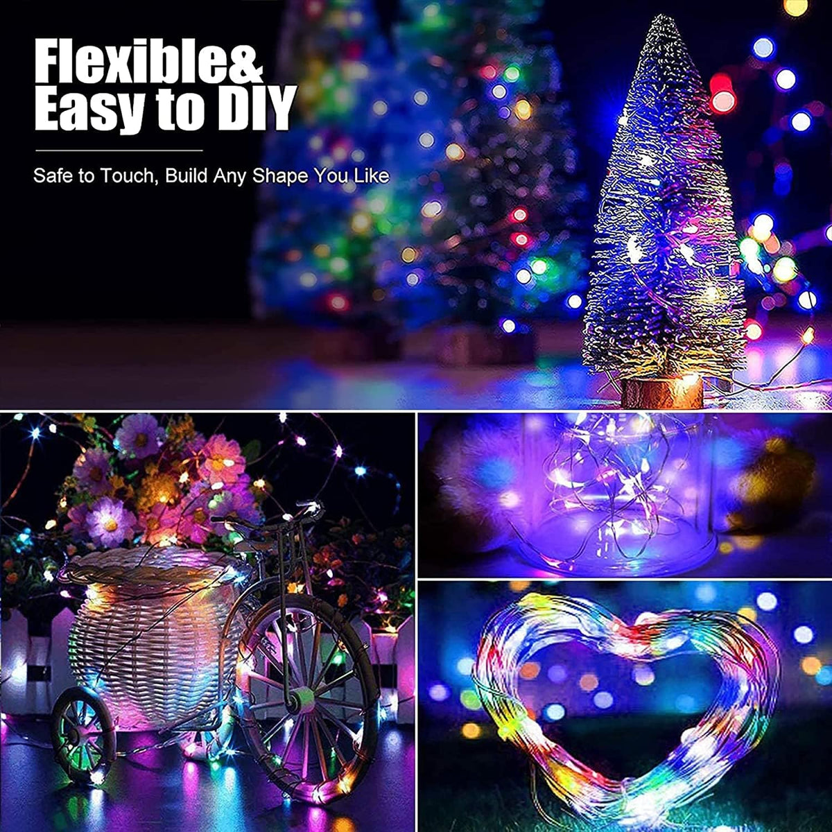 Lezonic 2Pack Solar String Lights Waterproof,12M/40Ft 120LED Garden Lights