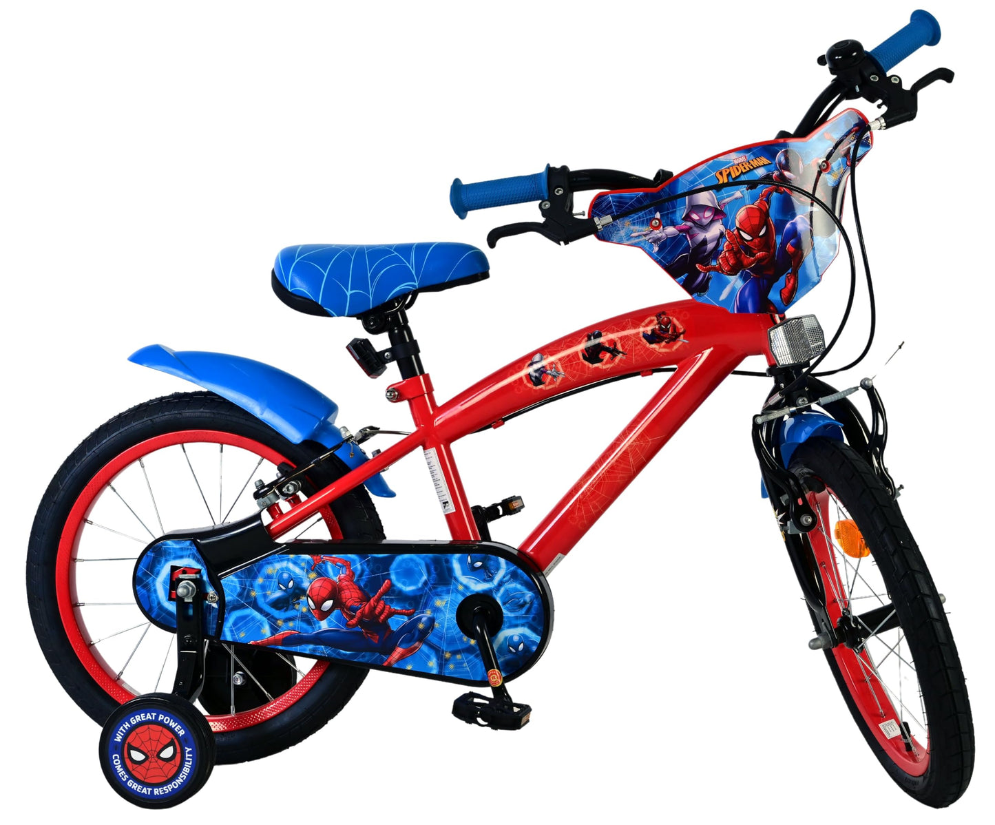 Volare Official Marvel Spider-Man Kids Bike 12" with Stabilisers — Ages 3-4
