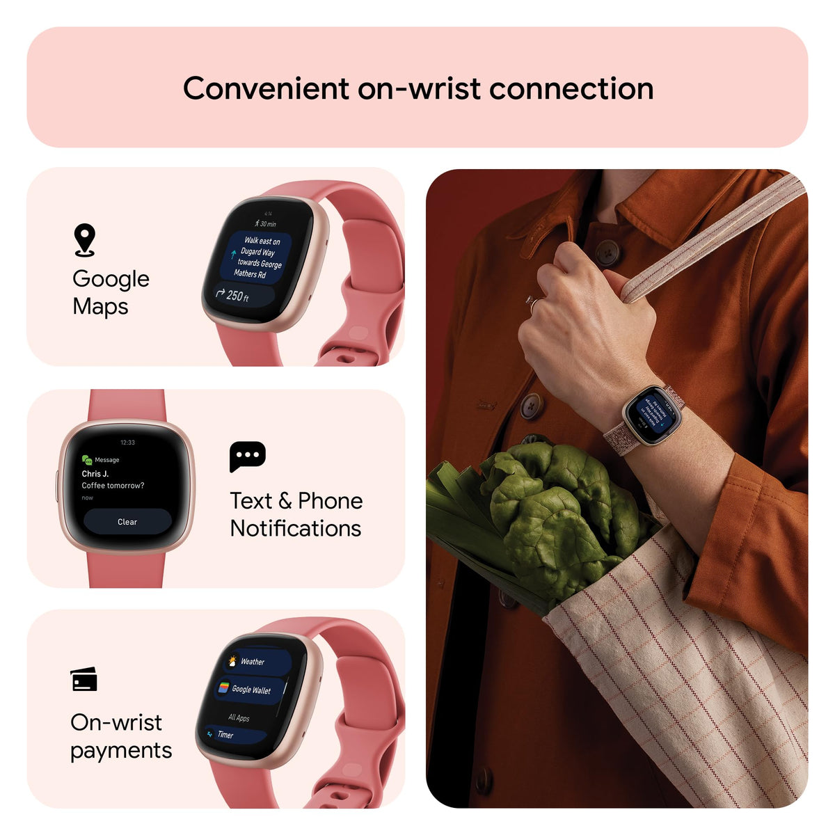 Fitbit Google Versa 4 Fitness Smartwatch with 3 Months Google Health Membership Included and up to 6 days battery life - compatible with iOS & Android, Black/Graphite Aluminium