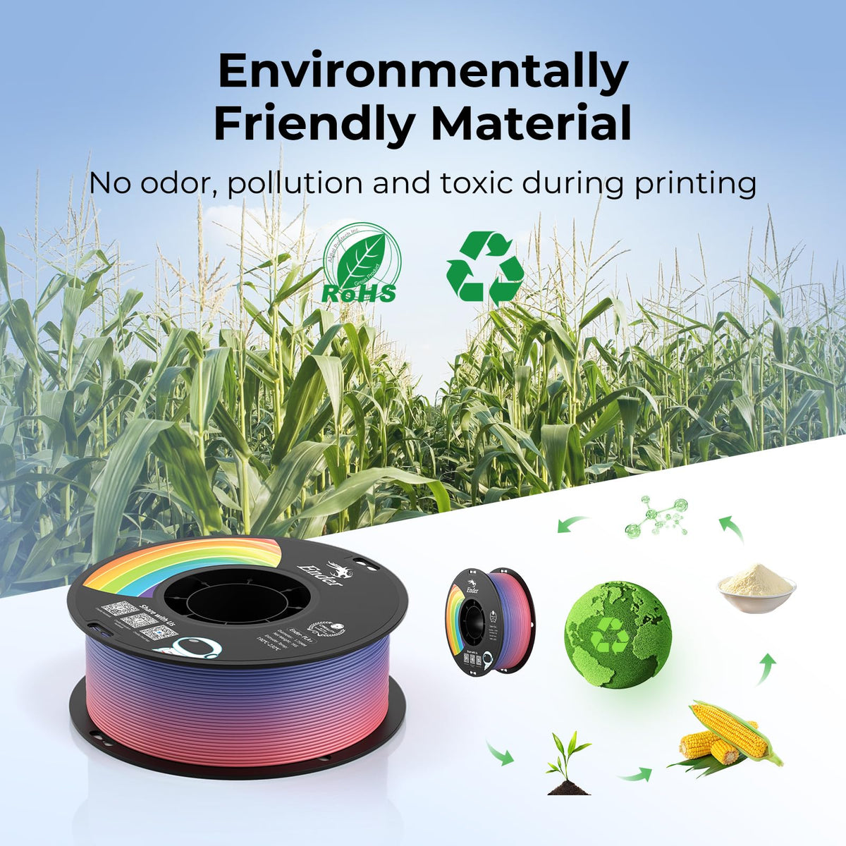 Creality Ender PLA 3D Printer Filament 1.75mm, 4 Packs 1KG Spool(2.2lbs), Dimensional Accuracy +/-0.03mm, No Clogging & Bubbles, Fits for Most FDM 3D Printers (White*4KG)