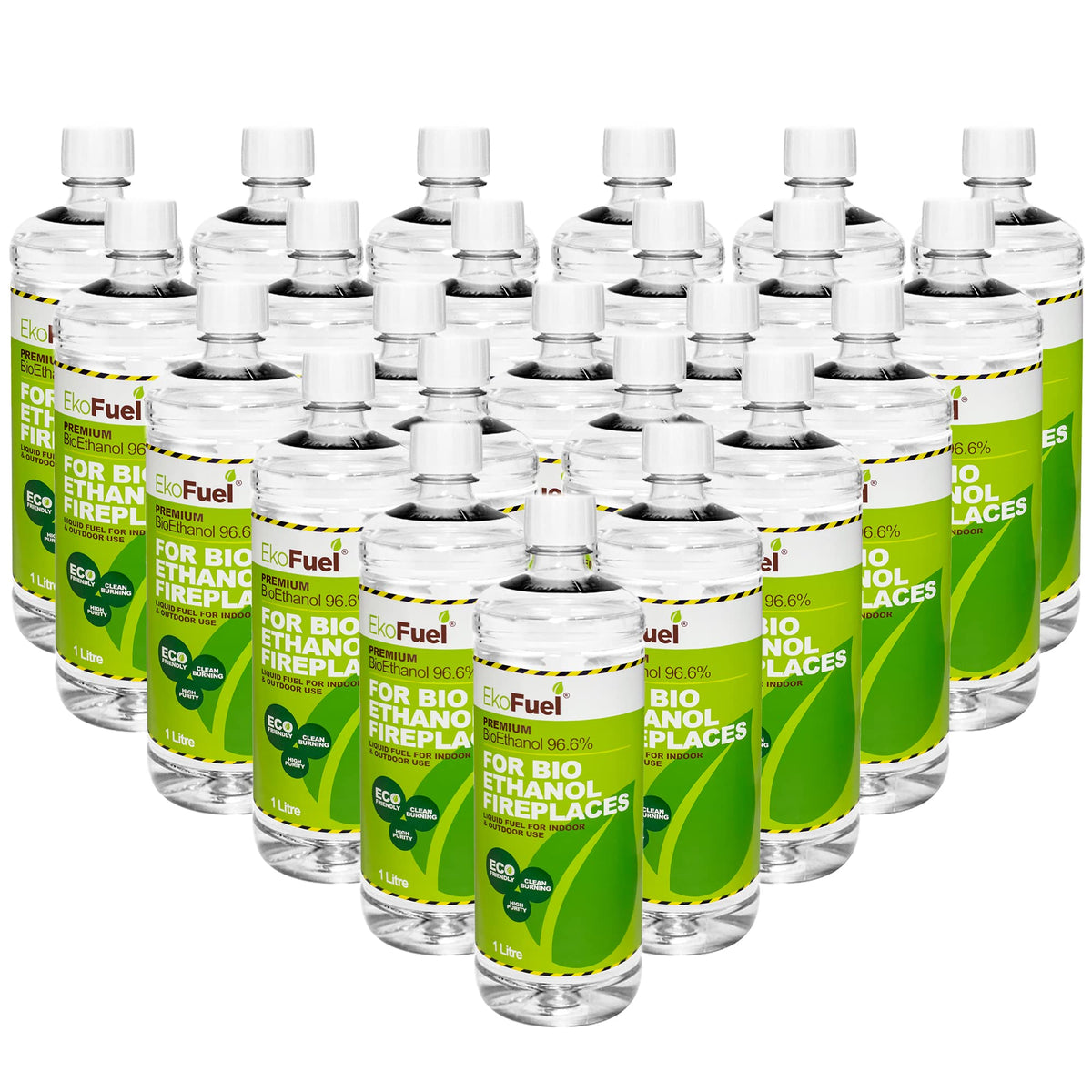 EKOFUEL (12 x 1 Litre) Premium Bioethanol Fuel – Liquid Fuel for Fires Pits, Fireplace | High Purity Clean Burning Bio | Indoor & Outdoor Ethanol Fuel