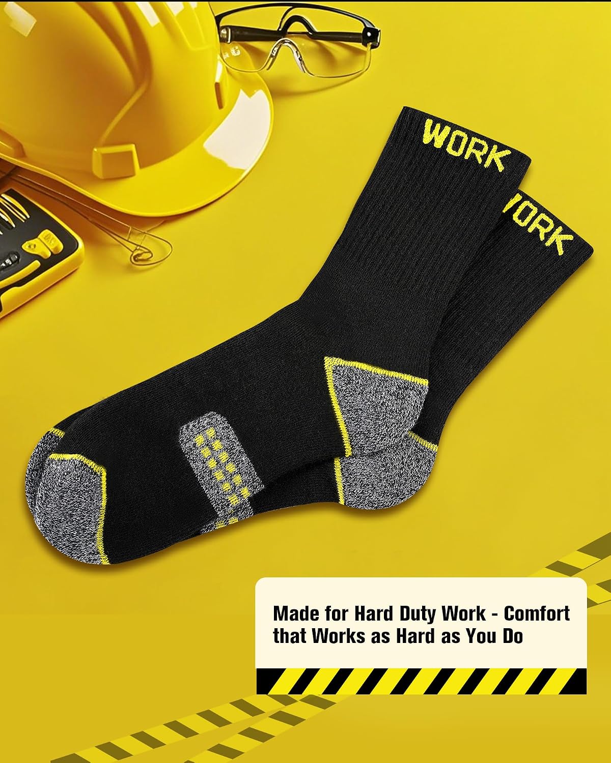 Men's Work Socks Heavy Duty Cushioned Crew Durable 10 Pairs