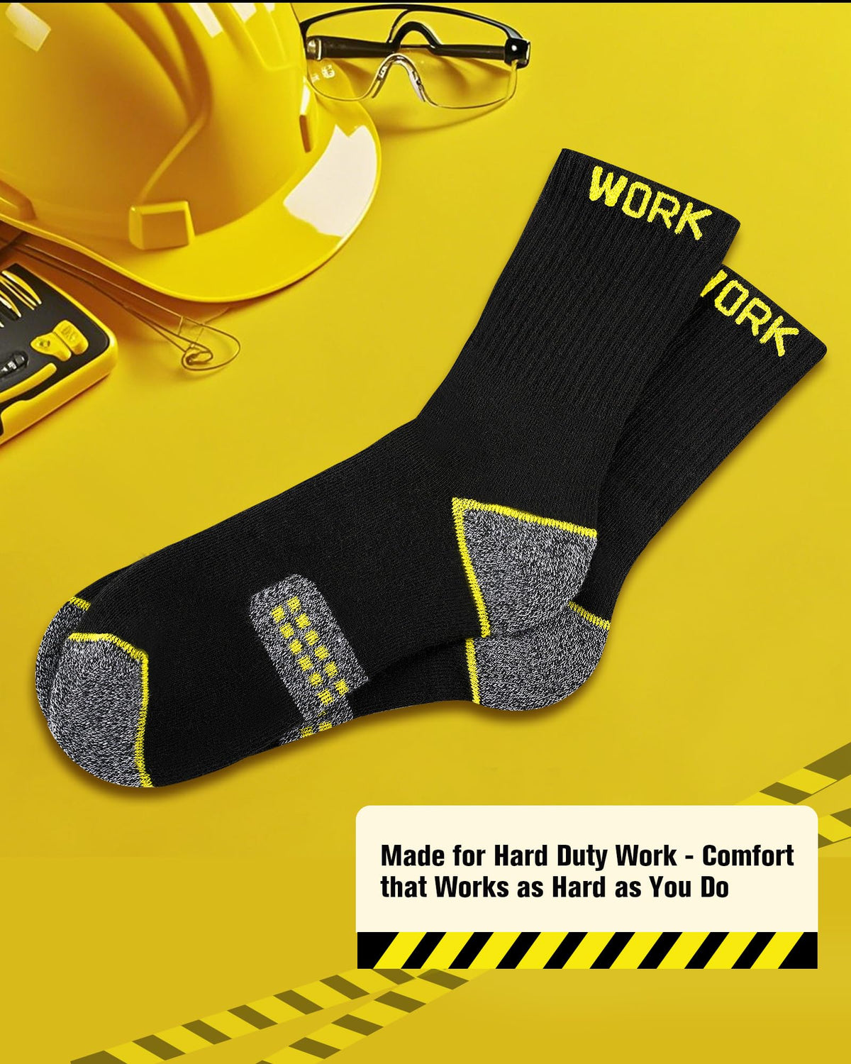 Men's Work Socks Heavy Duty Cushioned Crew Durable 10 Pairs