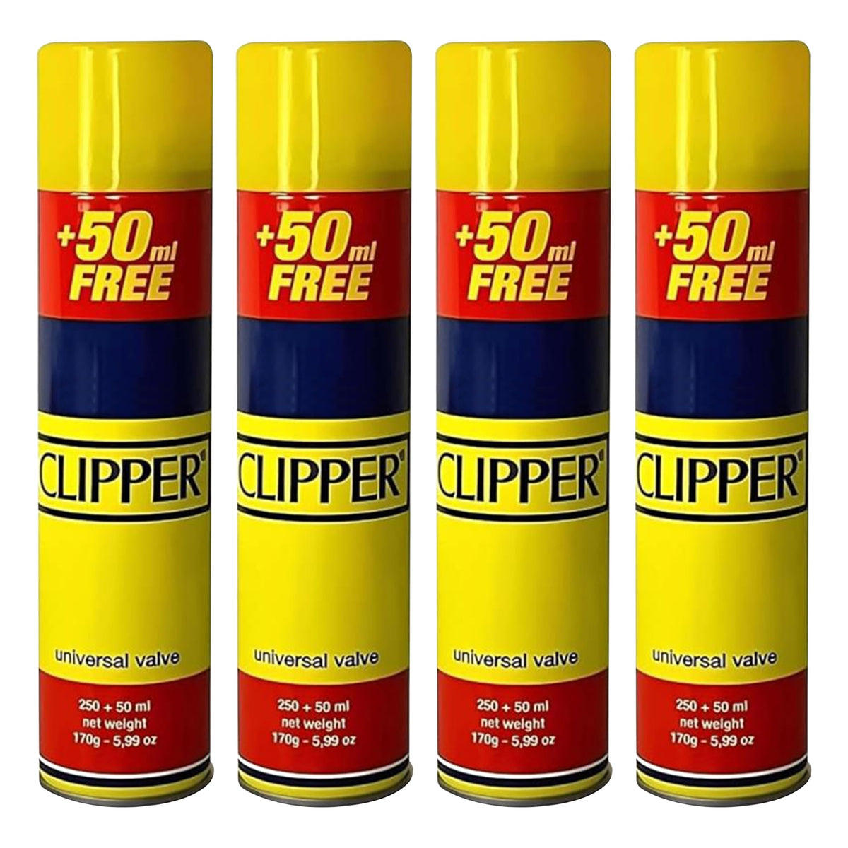 Luxtrous Genuine Clipper Gas, Suitable for Universal Canisters, Lighters, Torches and Camping Stoves, 300ml (Pack of 6)