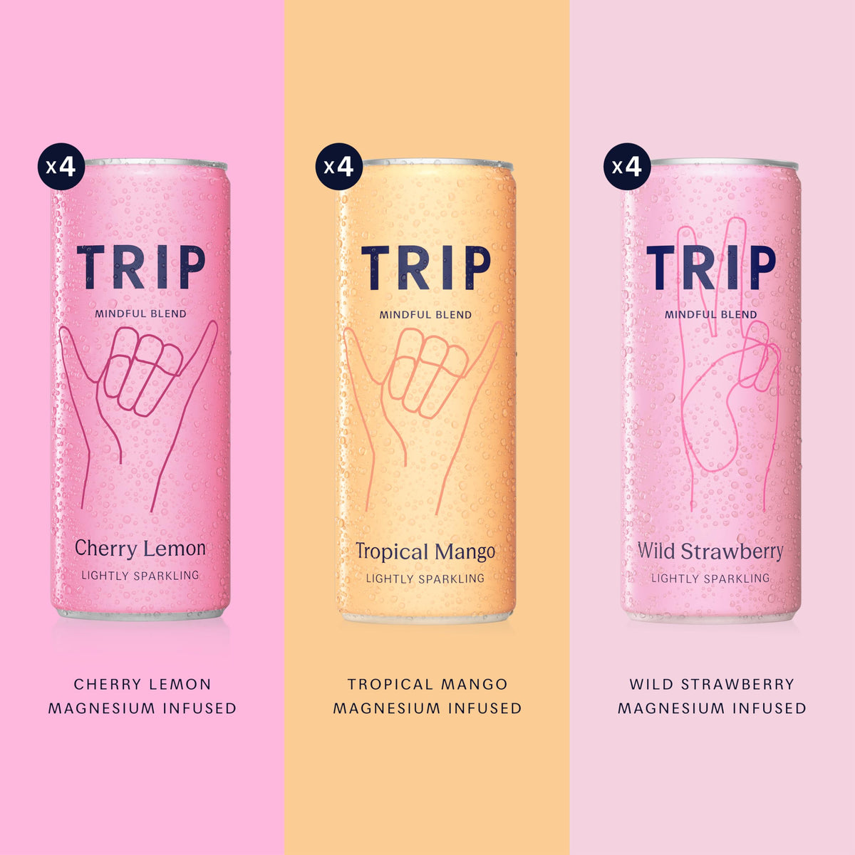 TRIP Calm Magnesium Drink, Sparkling Mocktail, Ultimate Sampler Mix, 12pack