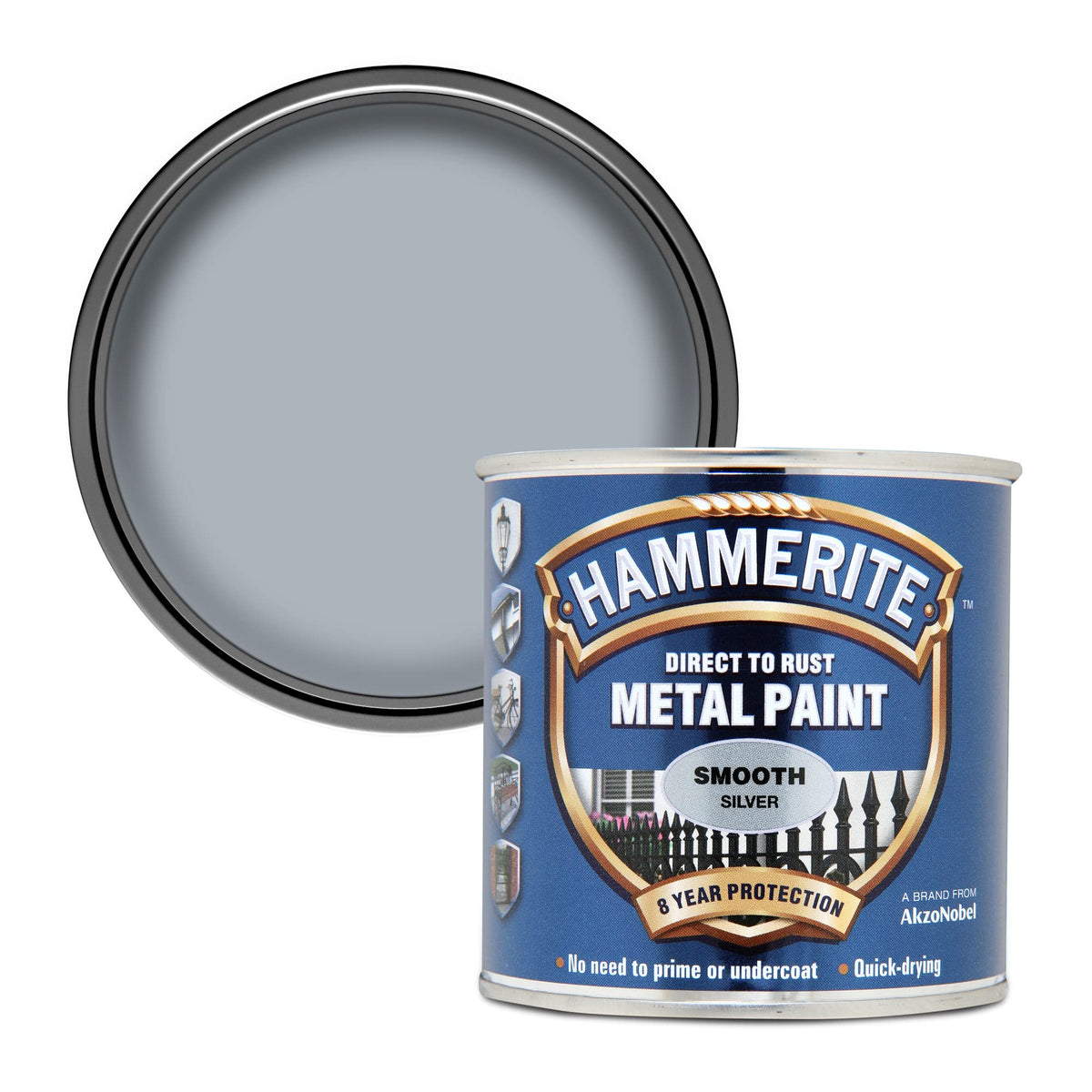 Hammerite Direct to Rust Metal Paint - Smooth Black Finish 250ML, 5084863